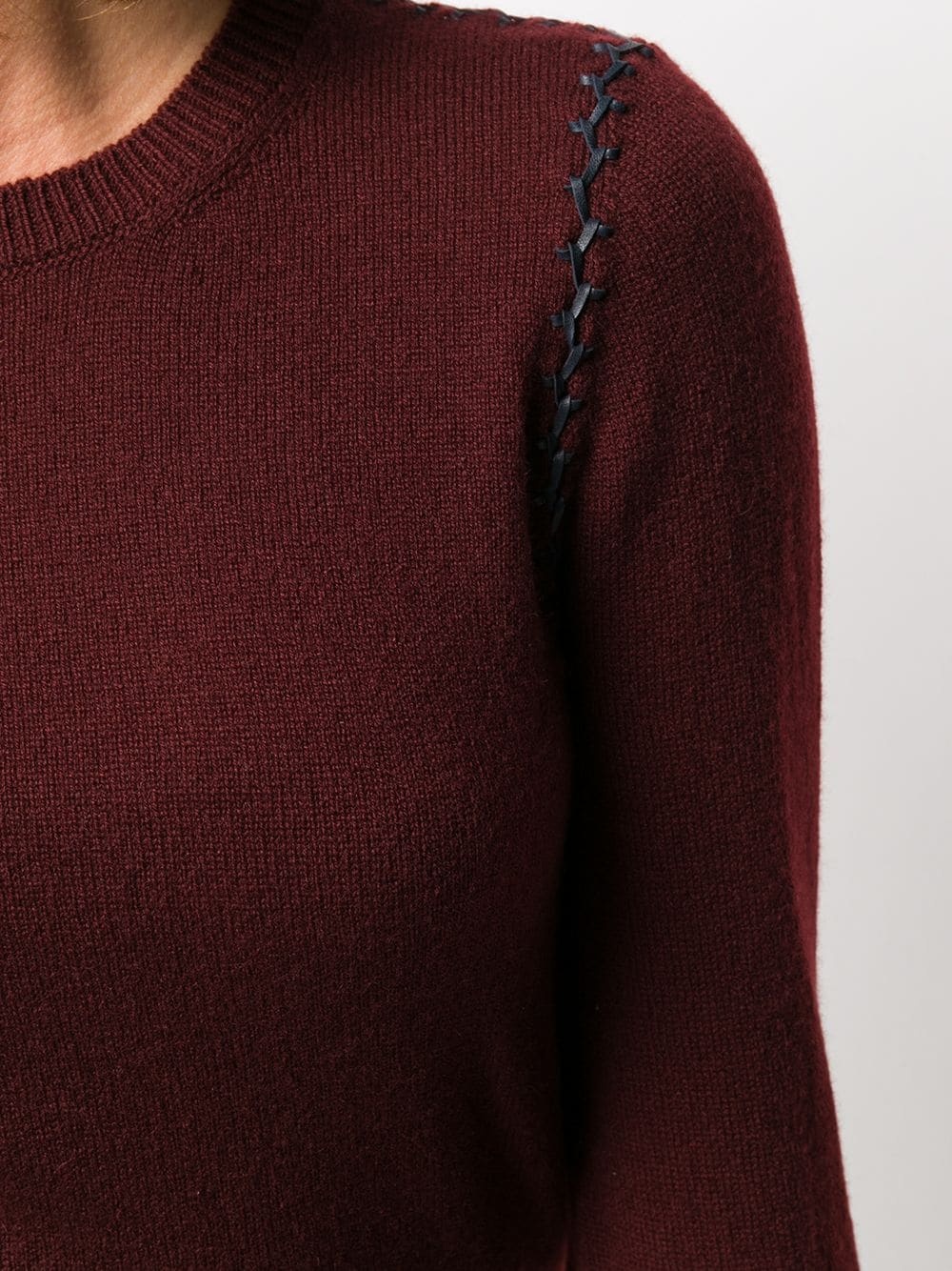 stitching-detail cashmere jumper - 5