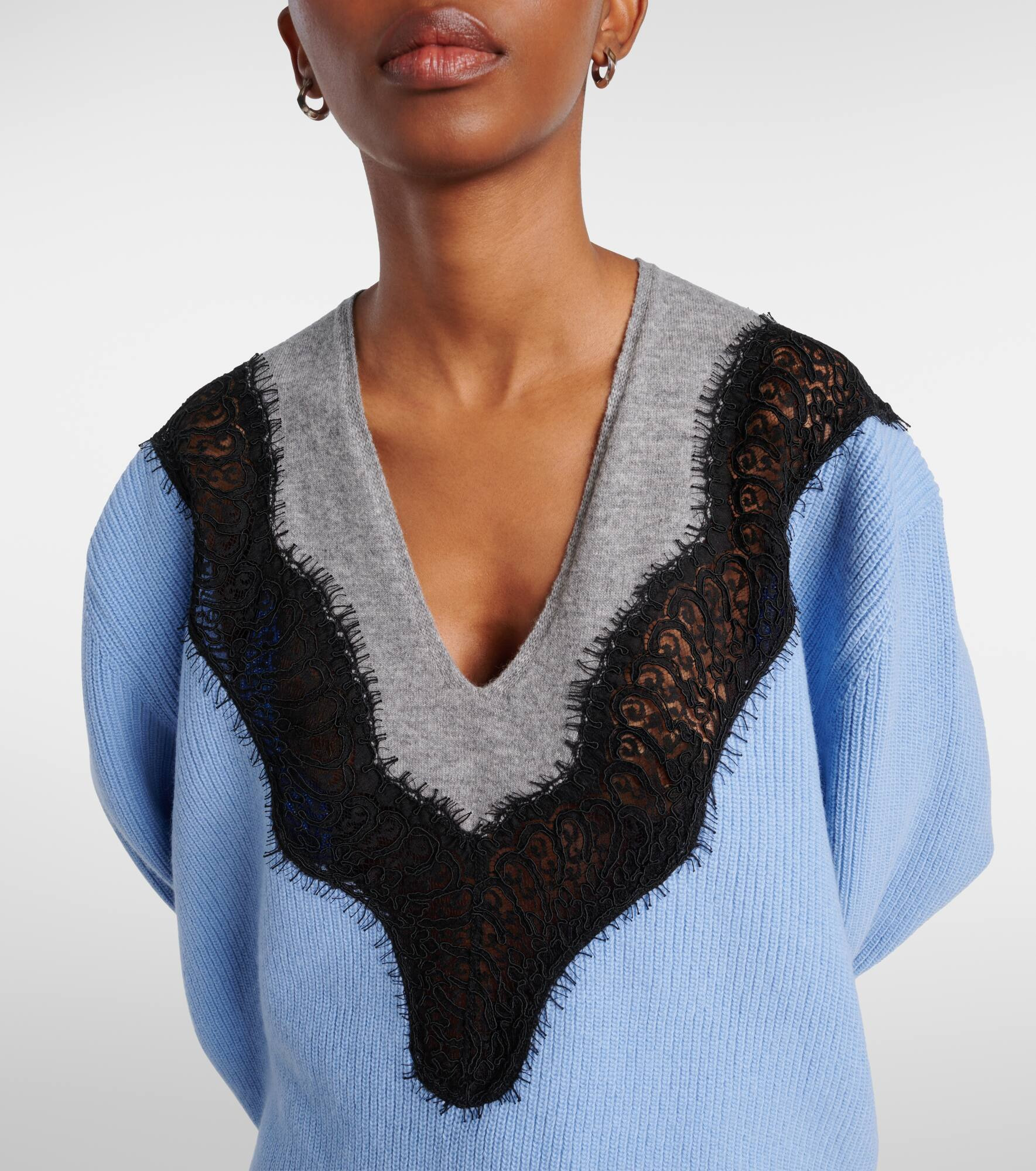Lace-trimmed virgin wool sweater - 4