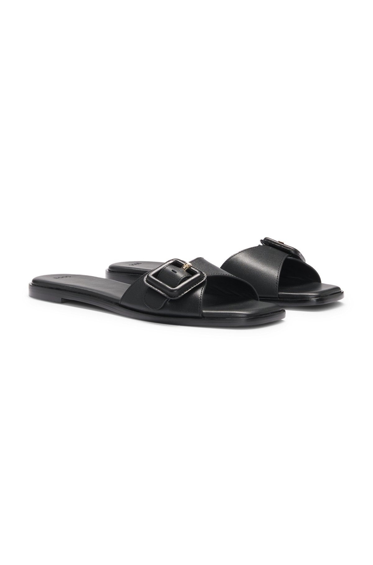 LEATHER SLIDES WITH LOGO-DETAIL BUCKLE - 2