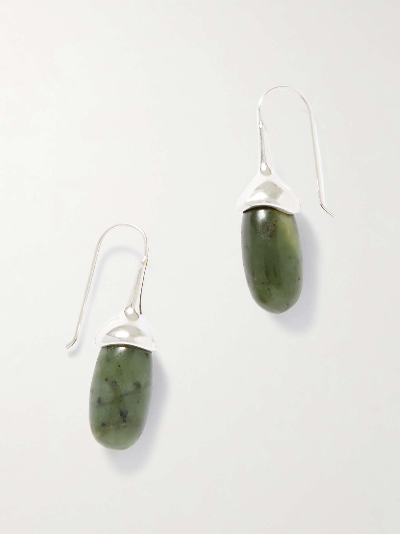Dripping Stone silver and jade earrings - 1