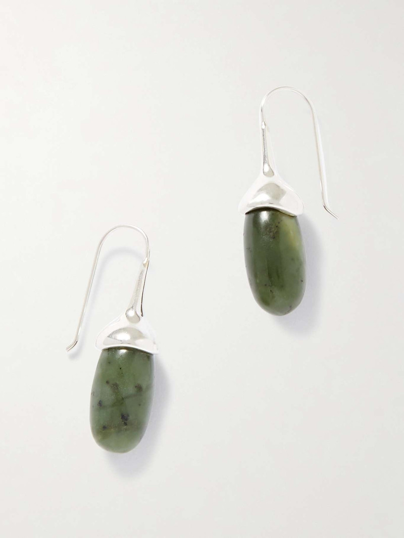 Dripping Stone silver and jade earrings 1