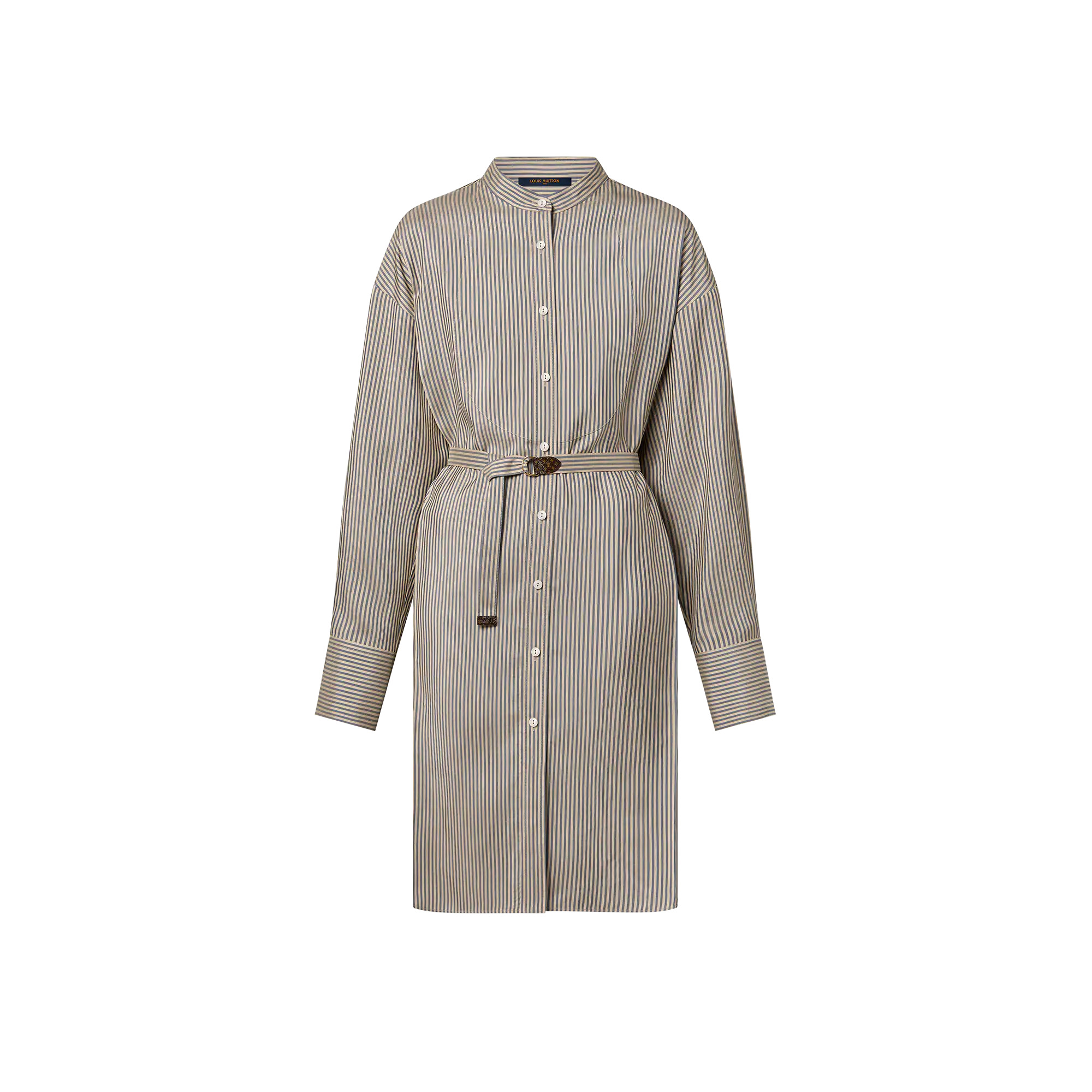【ルイヴィトン・Louis Vuitton 】Pinstripe Silk Shirt Dress Louis Vuitton Pinstripe Silk Shirt Dress | louisvuitton