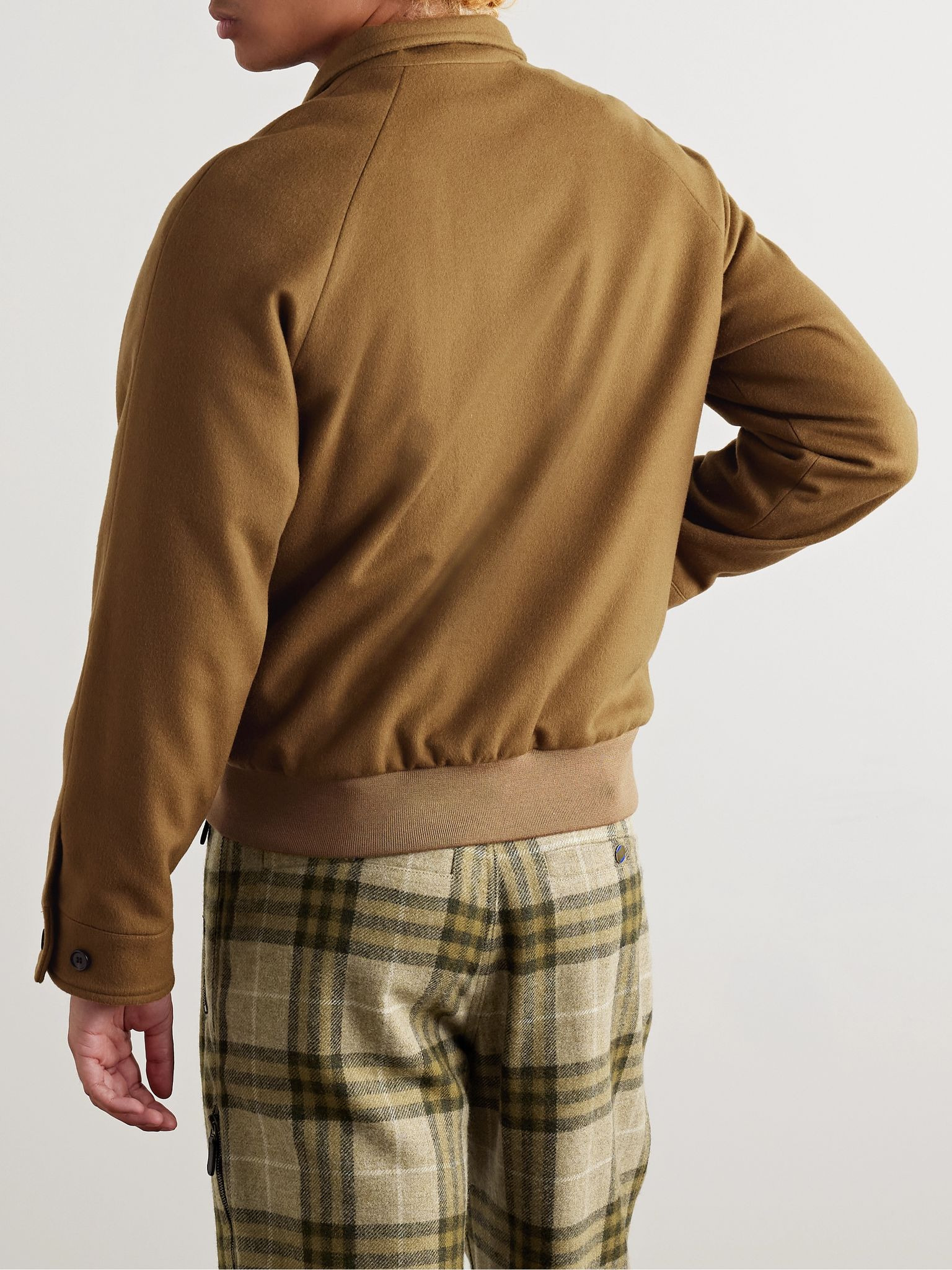 Logo-Embroidered Cashmere Harrington Jacket Camel - 3