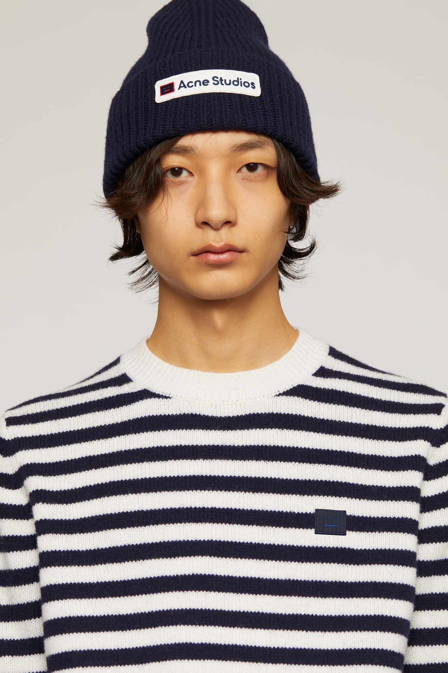 Logo patch wool beanie navy - 2