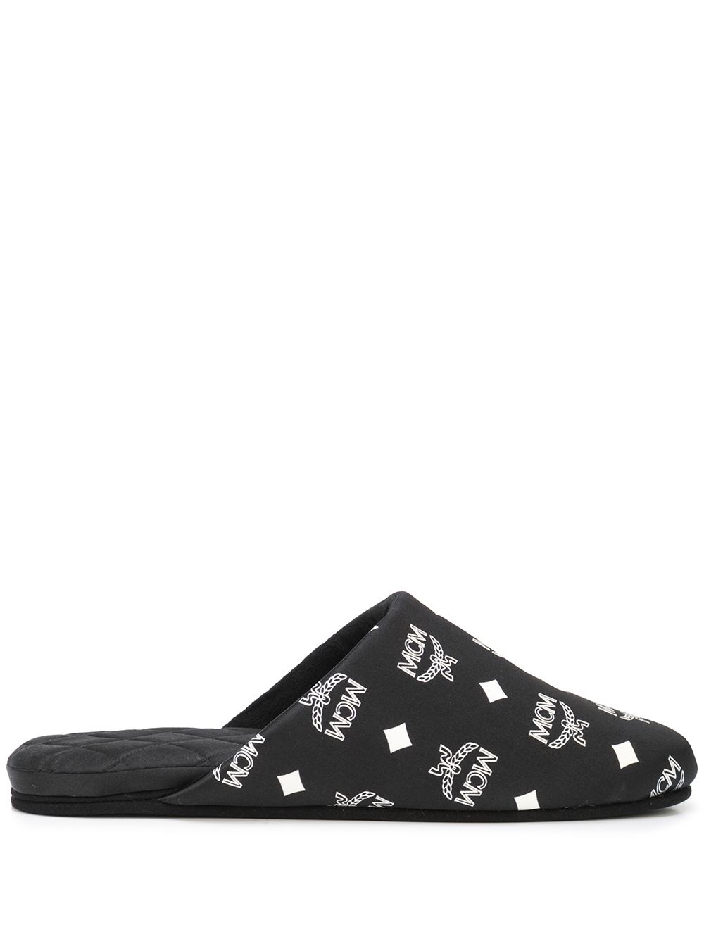 monogram silk satin slippers - 1