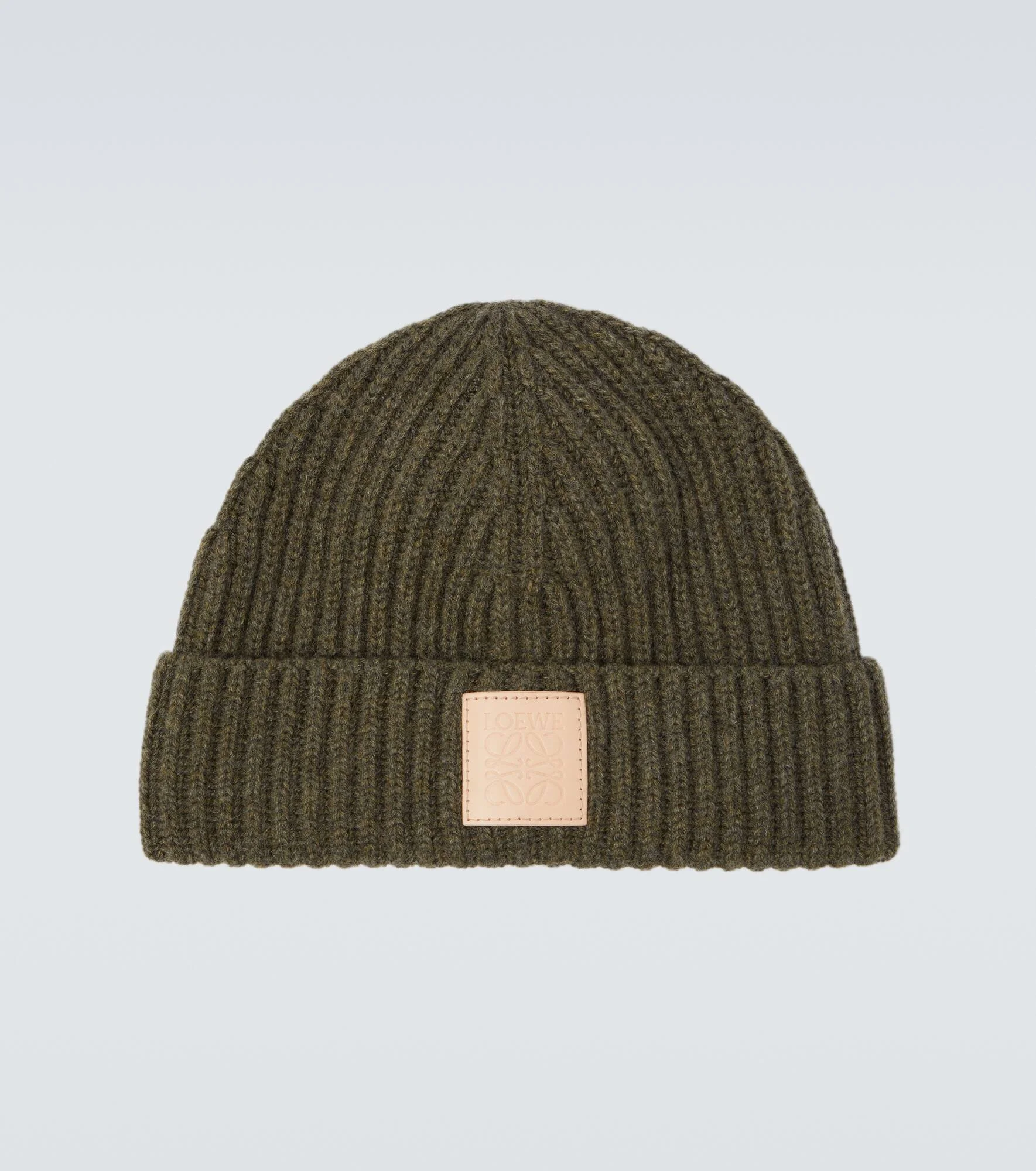 Logo ribbed-knit cashmere beanie - 1