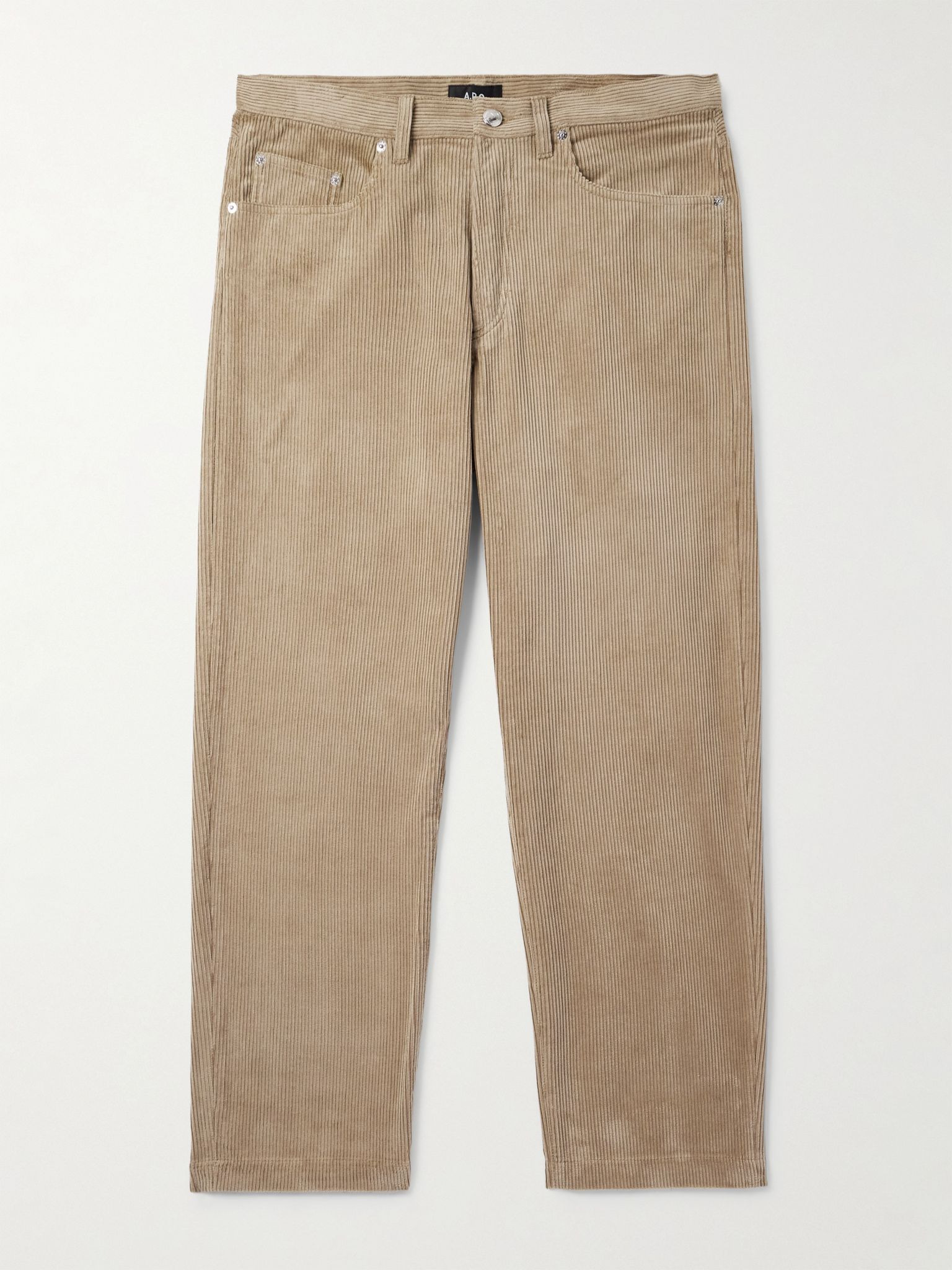 Achille Cropped Straight-Leg Cotton-Corduroy Trousers Beige - 1