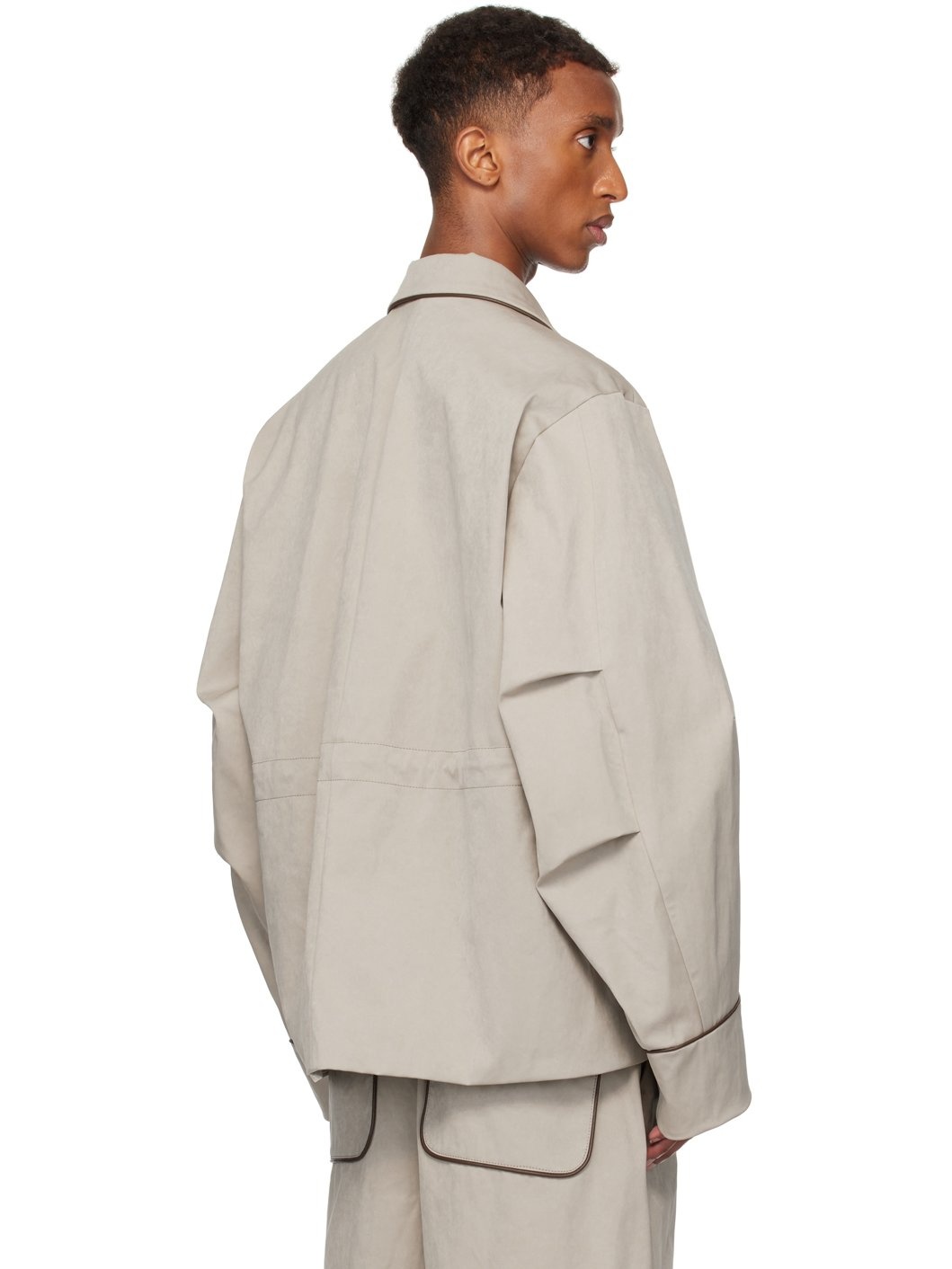 Beige Faux-Suede Jacket - 3