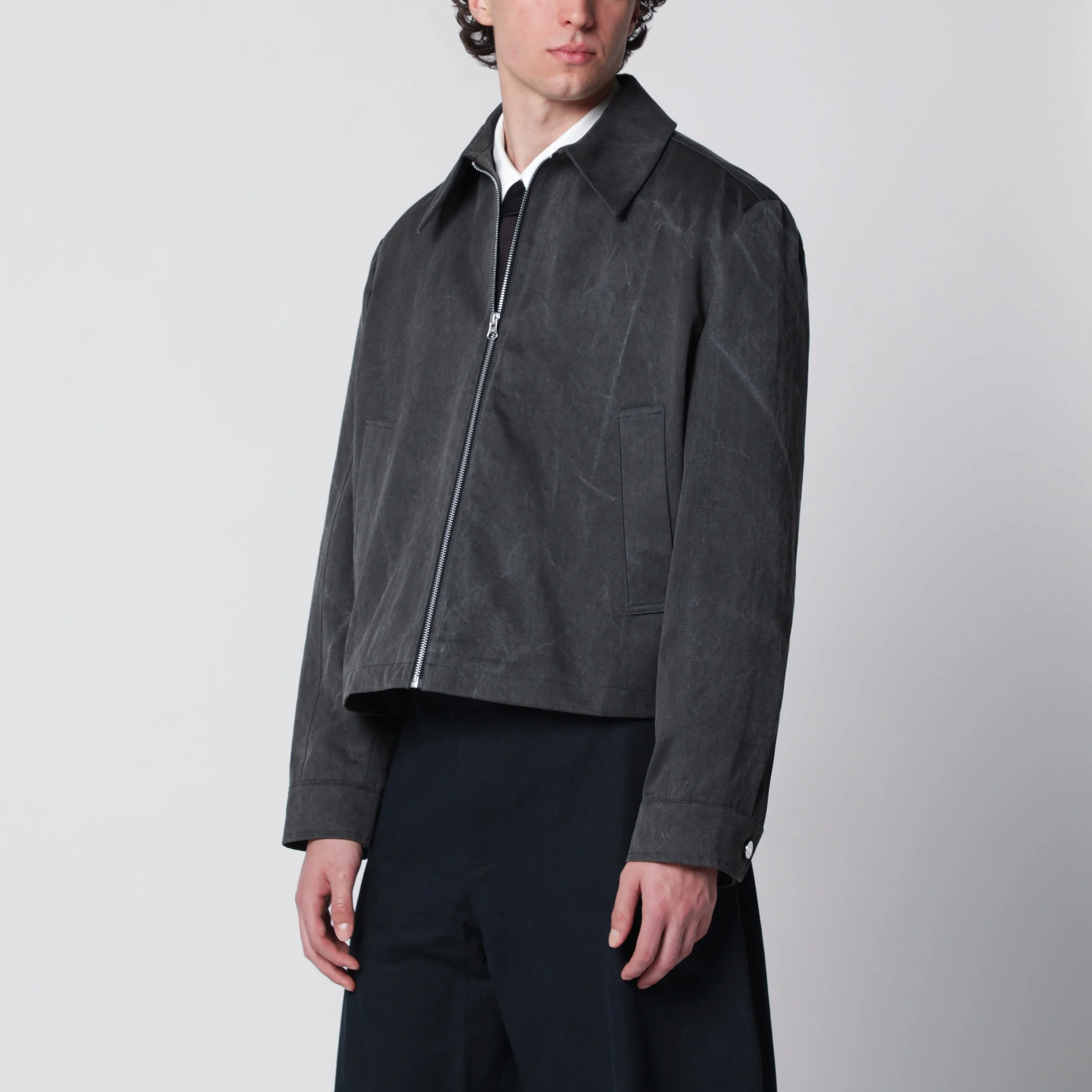 Sefr Washed Grey Tazio Zip-Up Jacket Men - 1