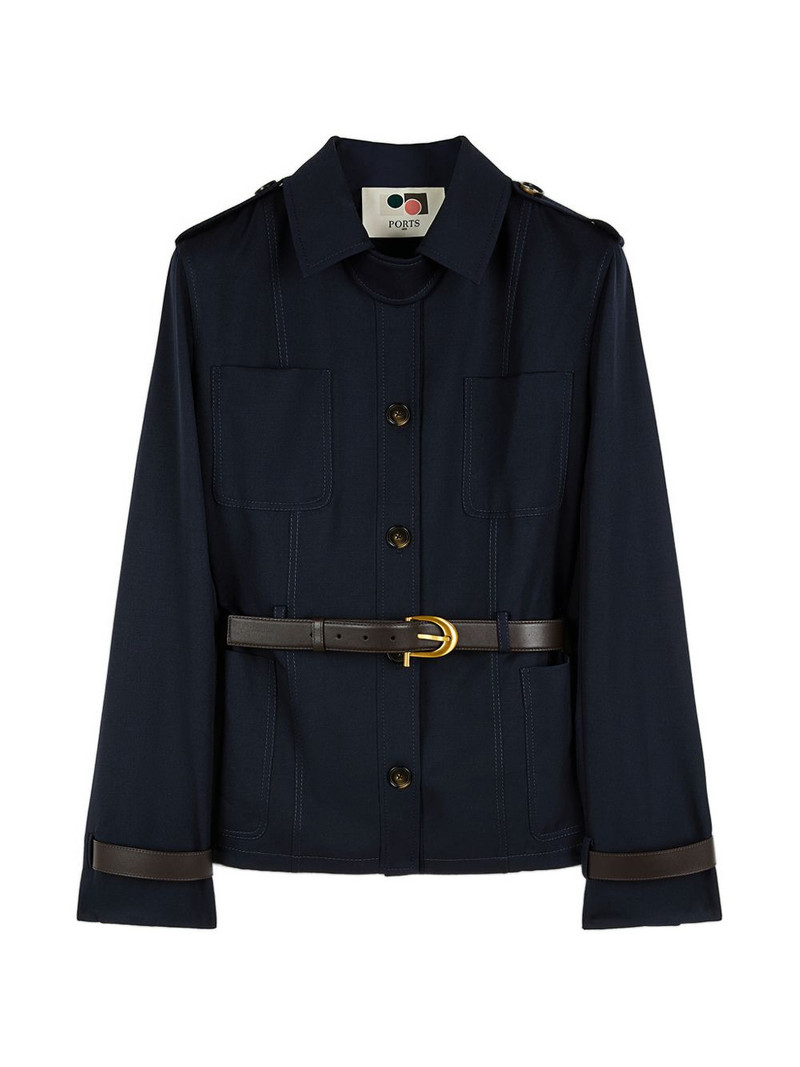 belted ribbed-collar jacket 5