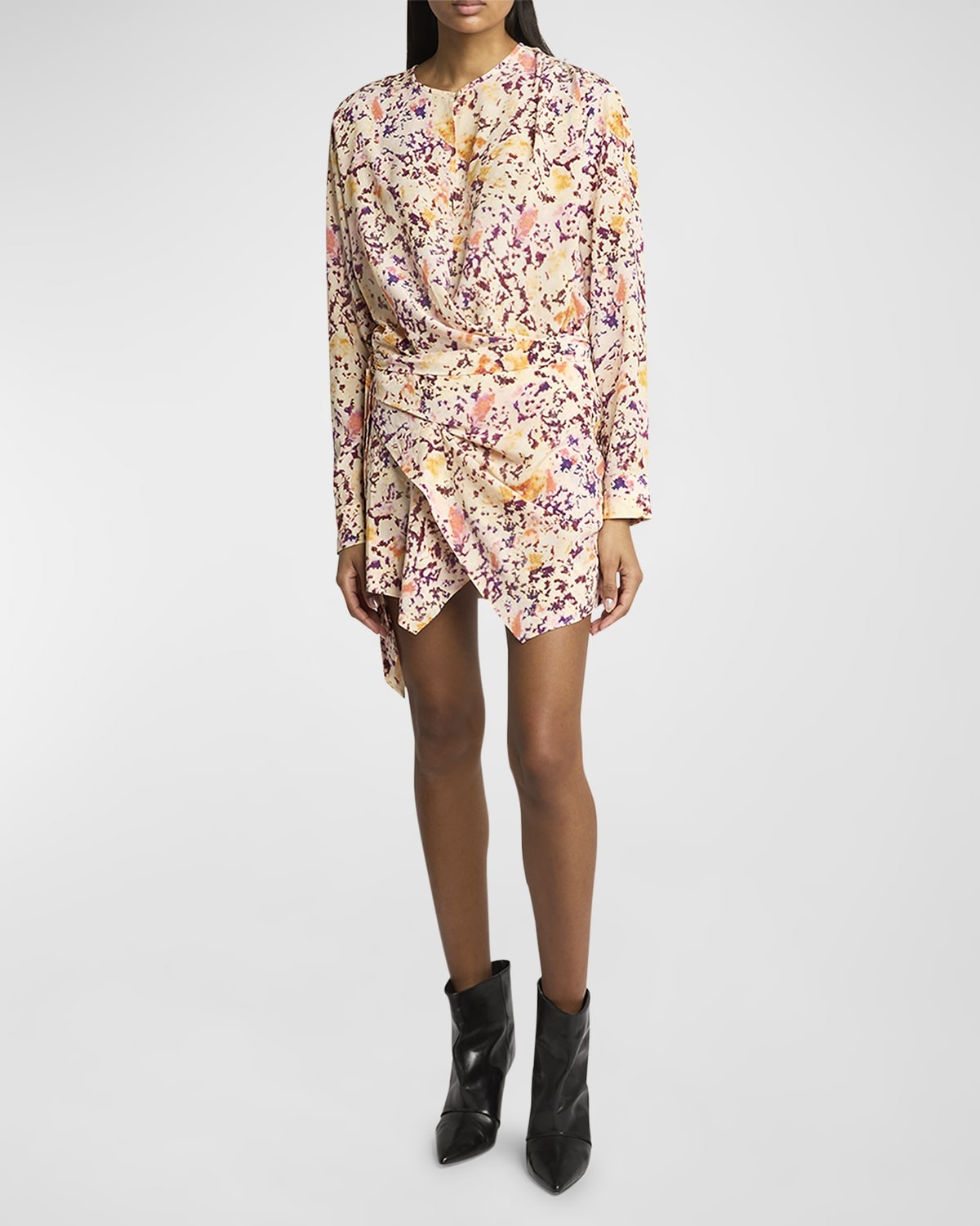 Habla Floral Print Silk Wrap Dress - 3