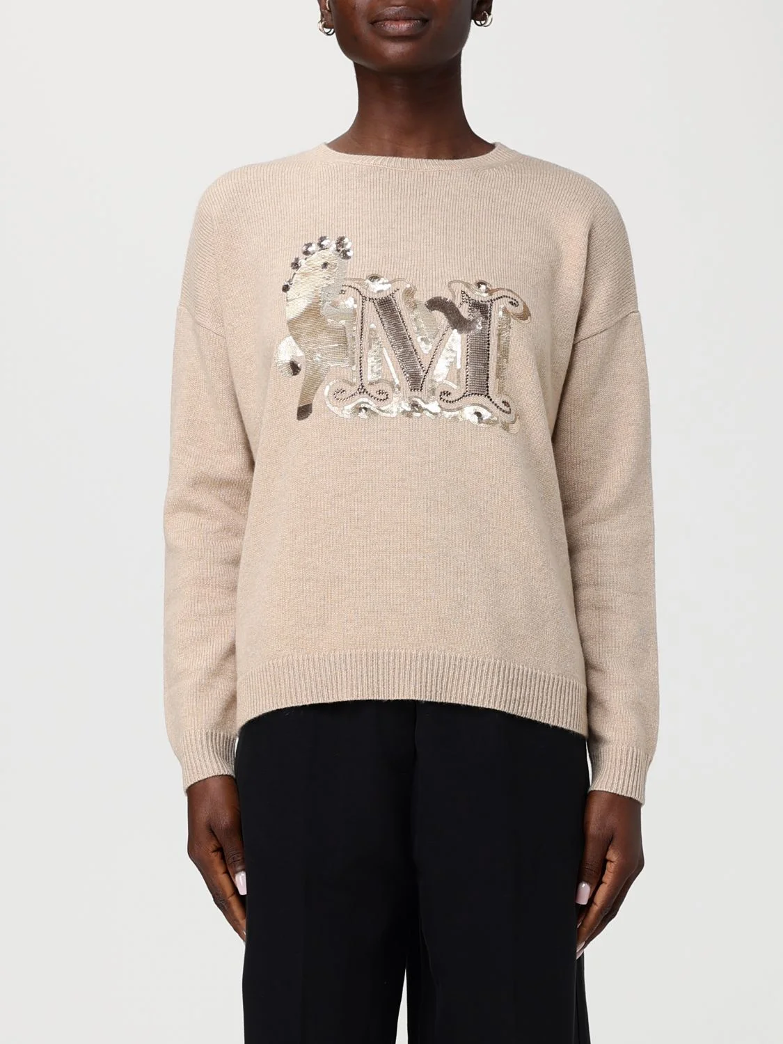 MAX MARA Wool and Cashmere Sweater with Monogram - 1