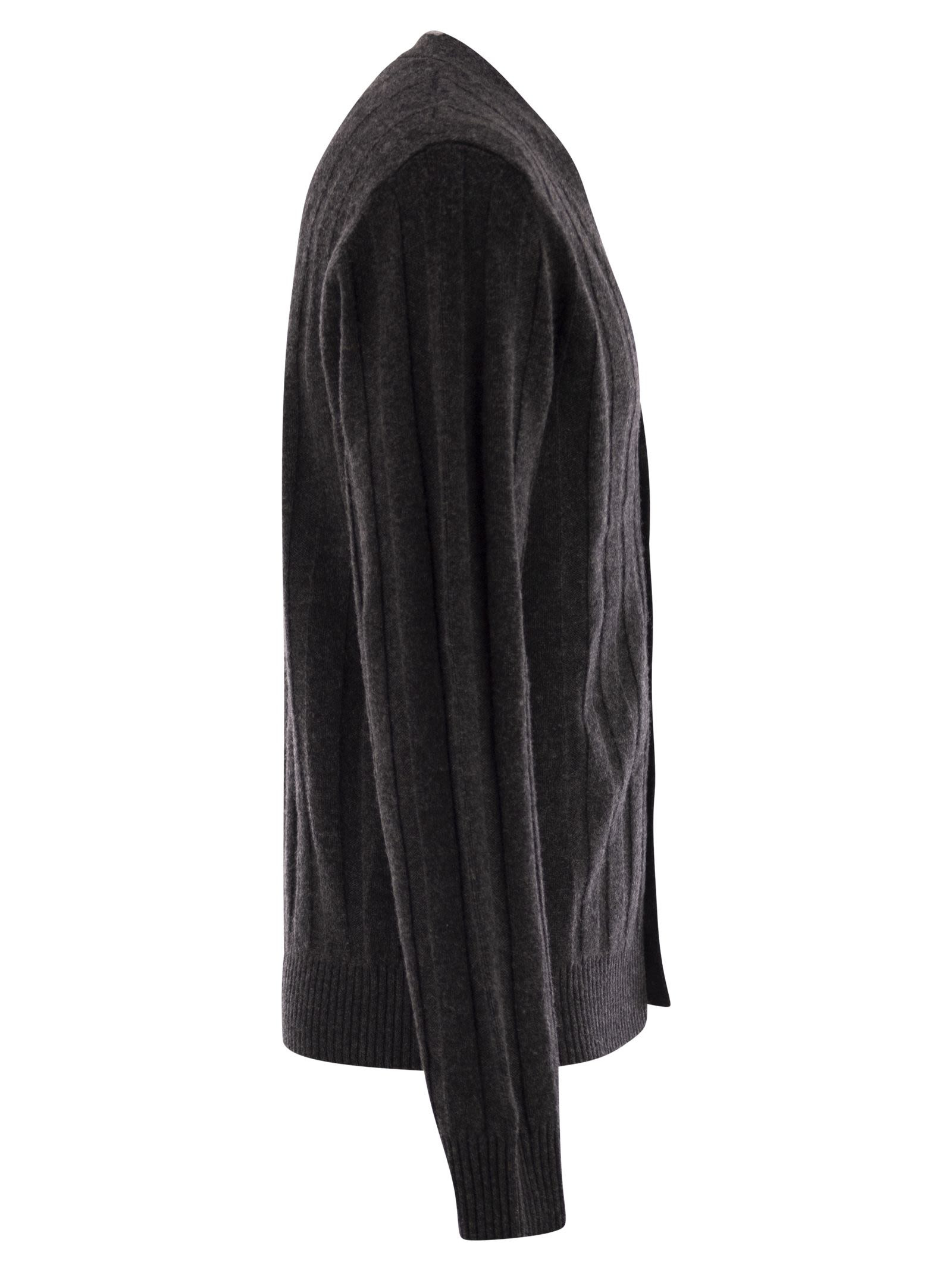 Peserico - Peserico Men Wool And Cashmere Cardigan With V-Neck - 3