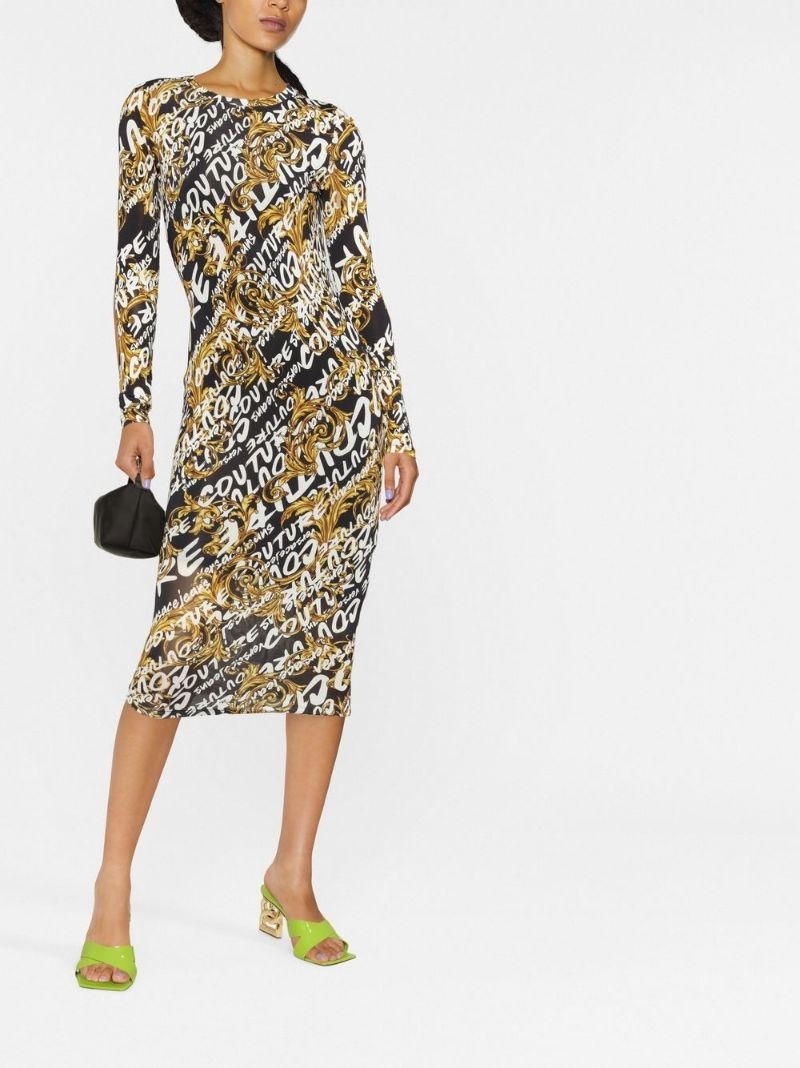 graphic-logo-print midi dress - 3