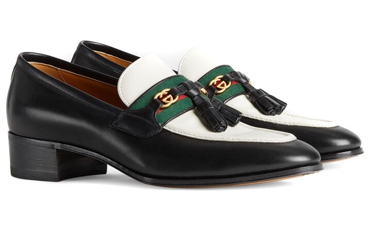 (WMNS) Gucci Loafer with Web and Interlocking G 'Black White' 674662-1W6B0-1170 - 2