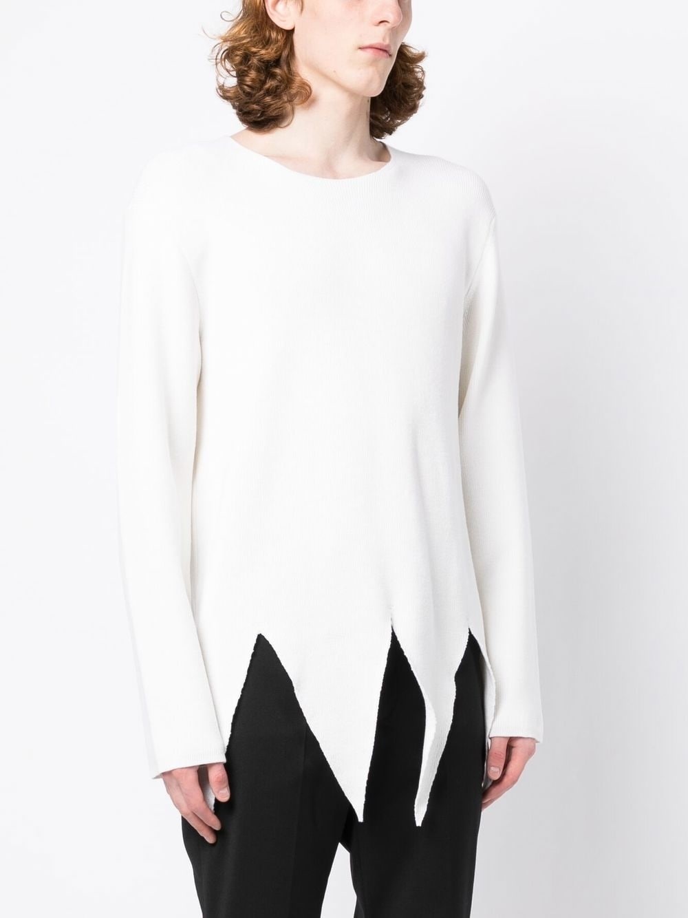 ribbed-knit asymmetric jumper - 3