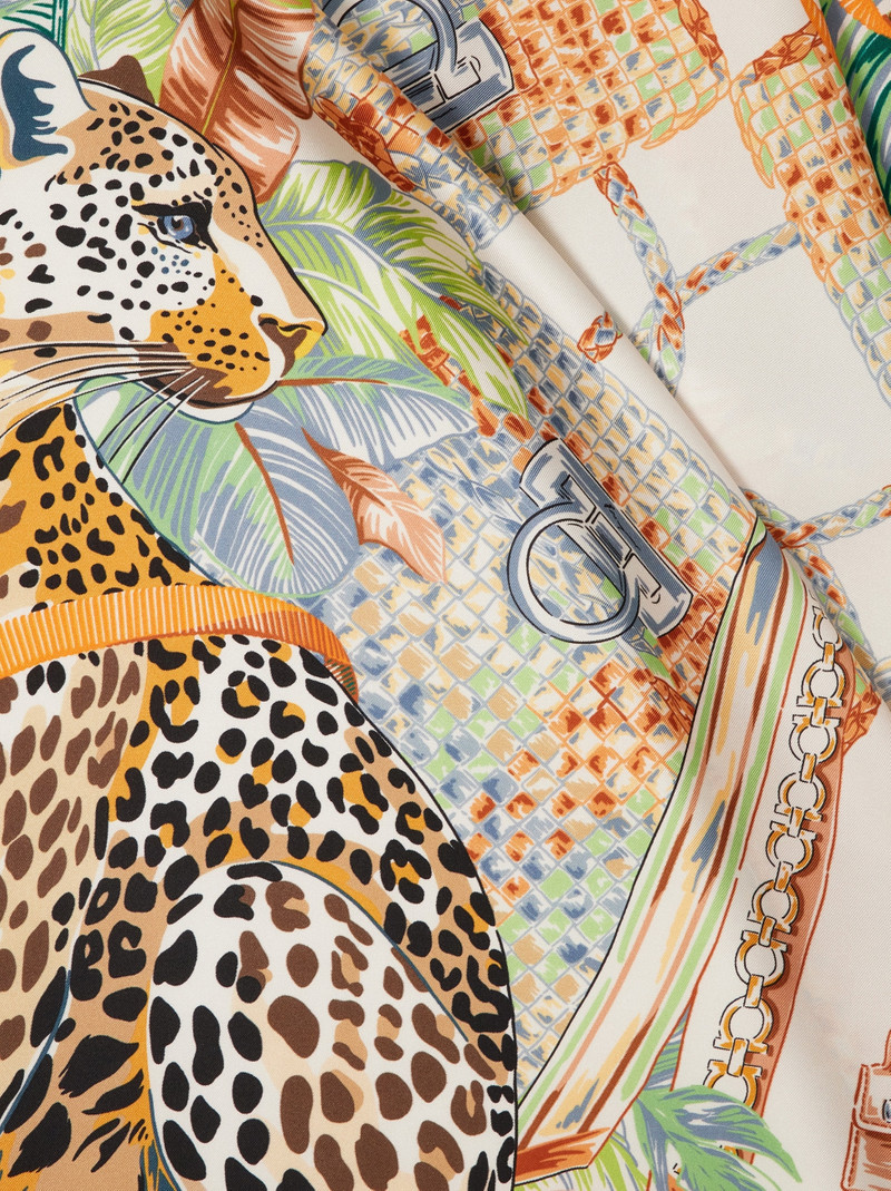 FERRAGAMO Poised leopards print silk scarf outlook