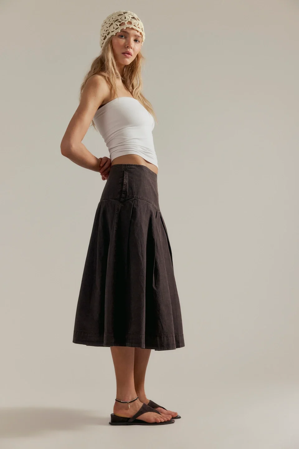 We The Free Skipper Pleated Chino Midi Skirt - 1