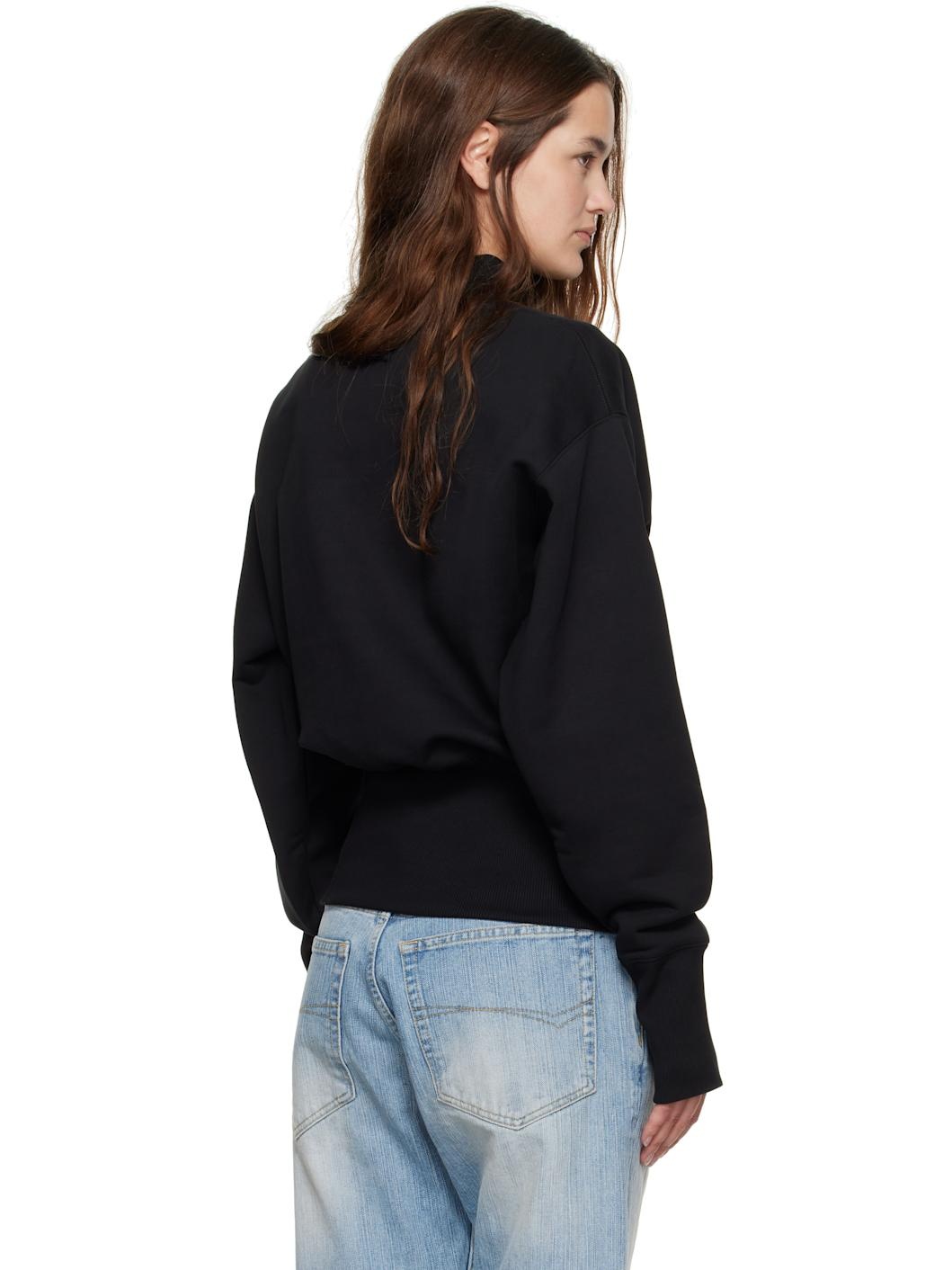 Black Cropped Crew Neck 'JPG' Sweatshirt - 3