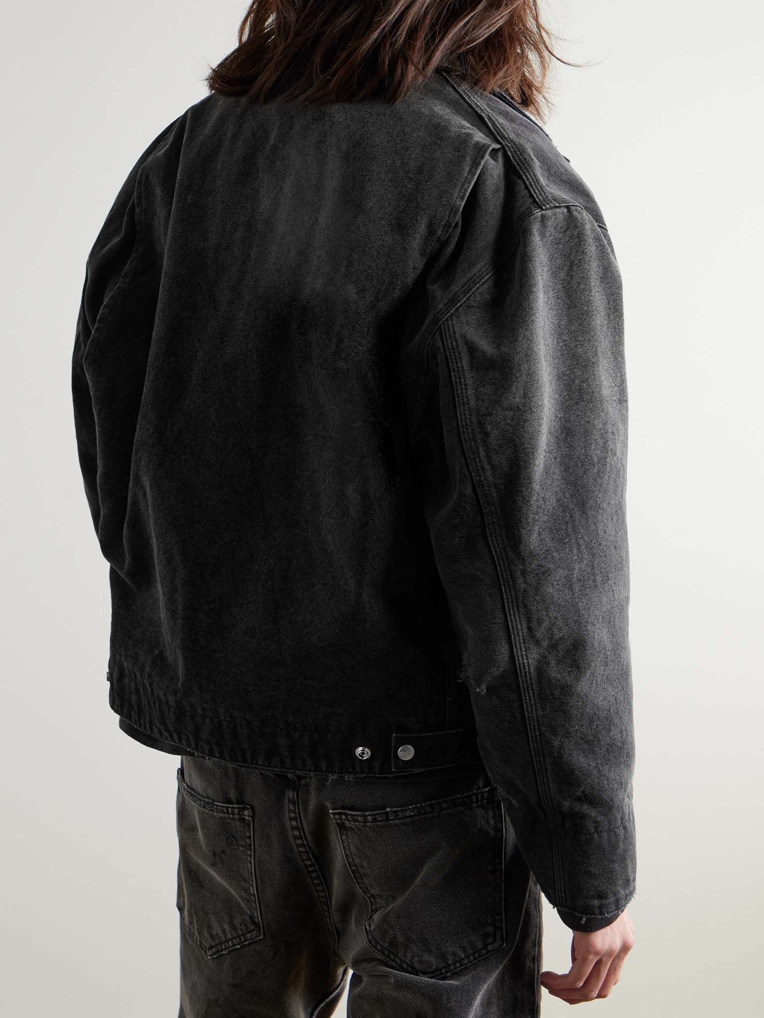 Enfants Riches Déprimés - Leather-Trimmed Distressed Printed