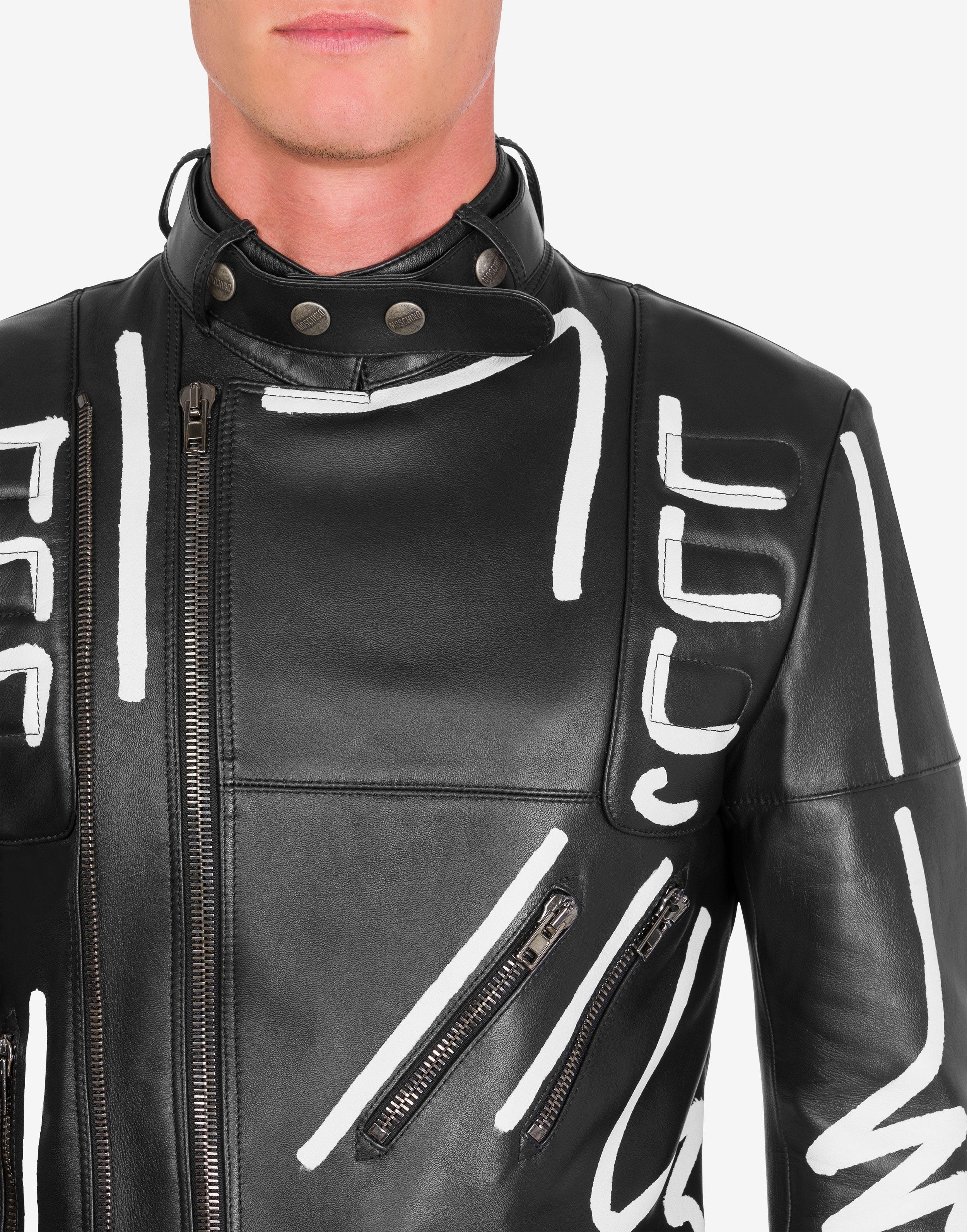 SQUIGGLES NAPPA LEATHER BIKER JACKET - 4