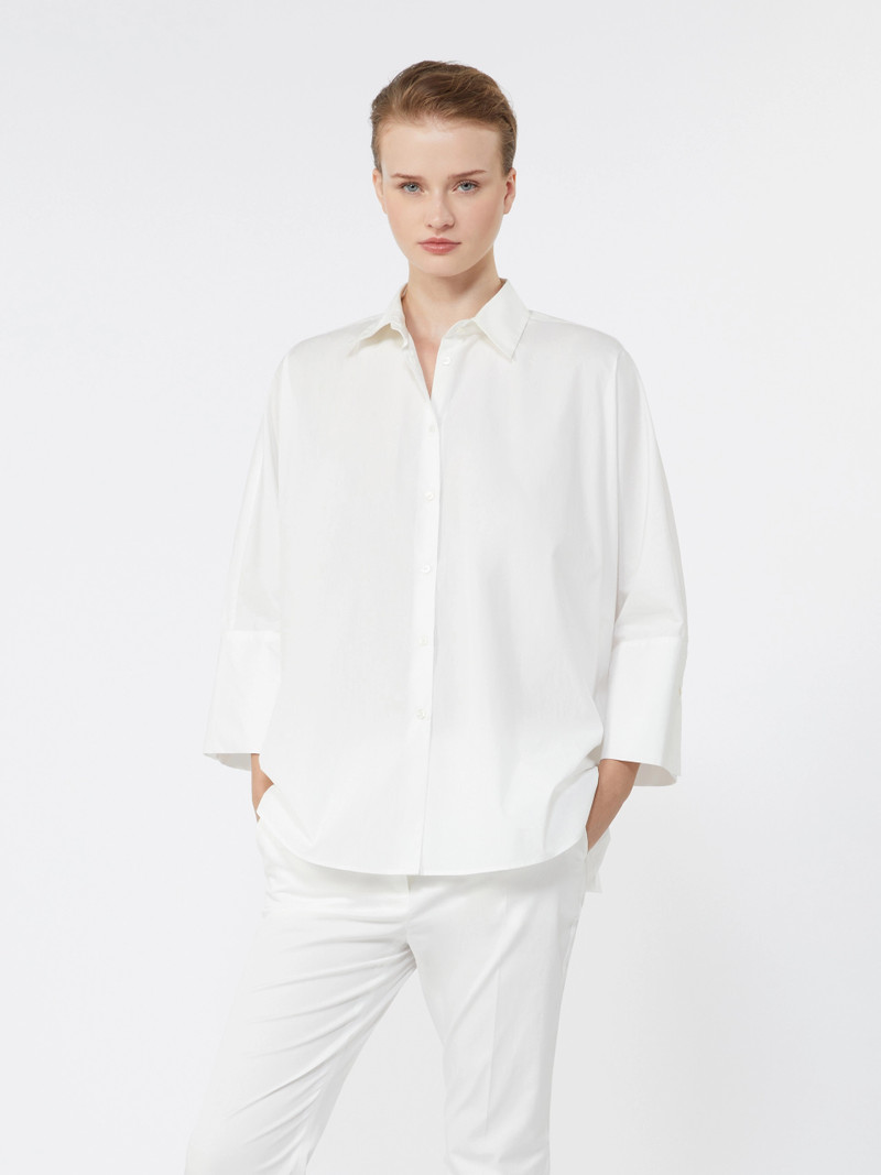 HUDSON Cotton poplin oversize shirt - WHITE 5