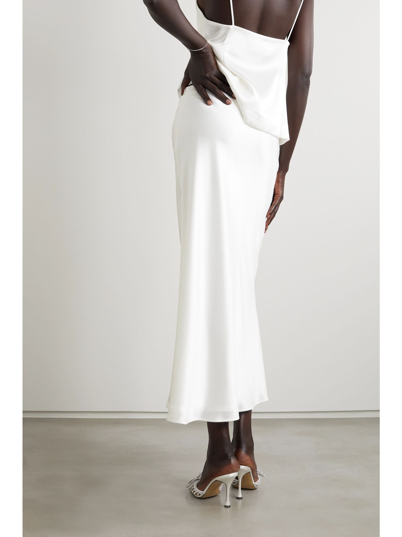 Valletta satin midi skirt White - 3