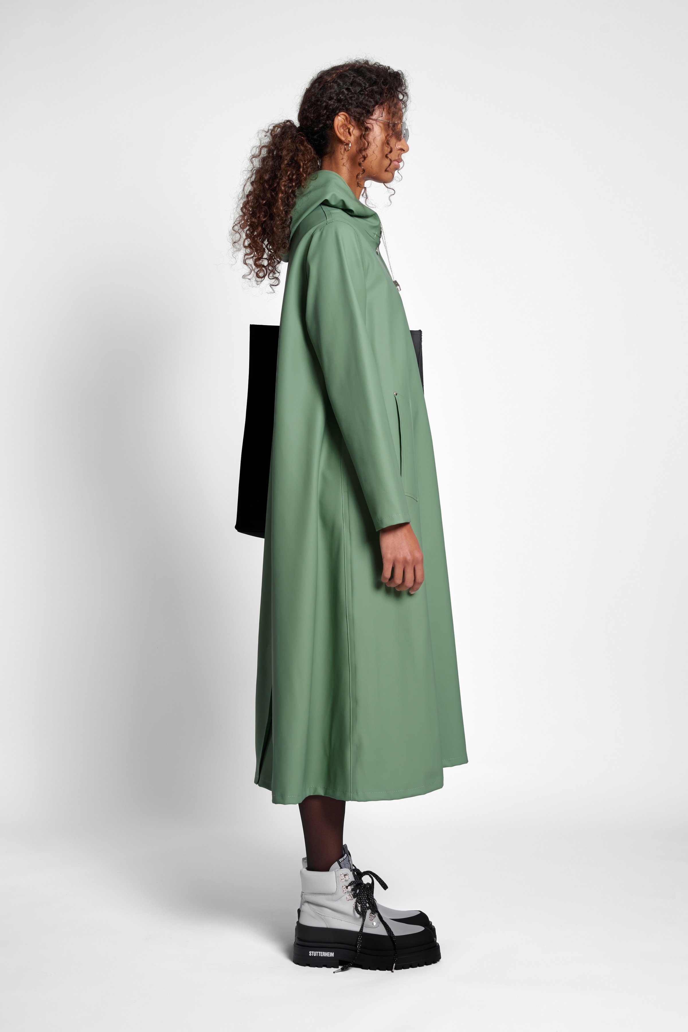 Mosebacke Long Raincoat Loden Green - 3