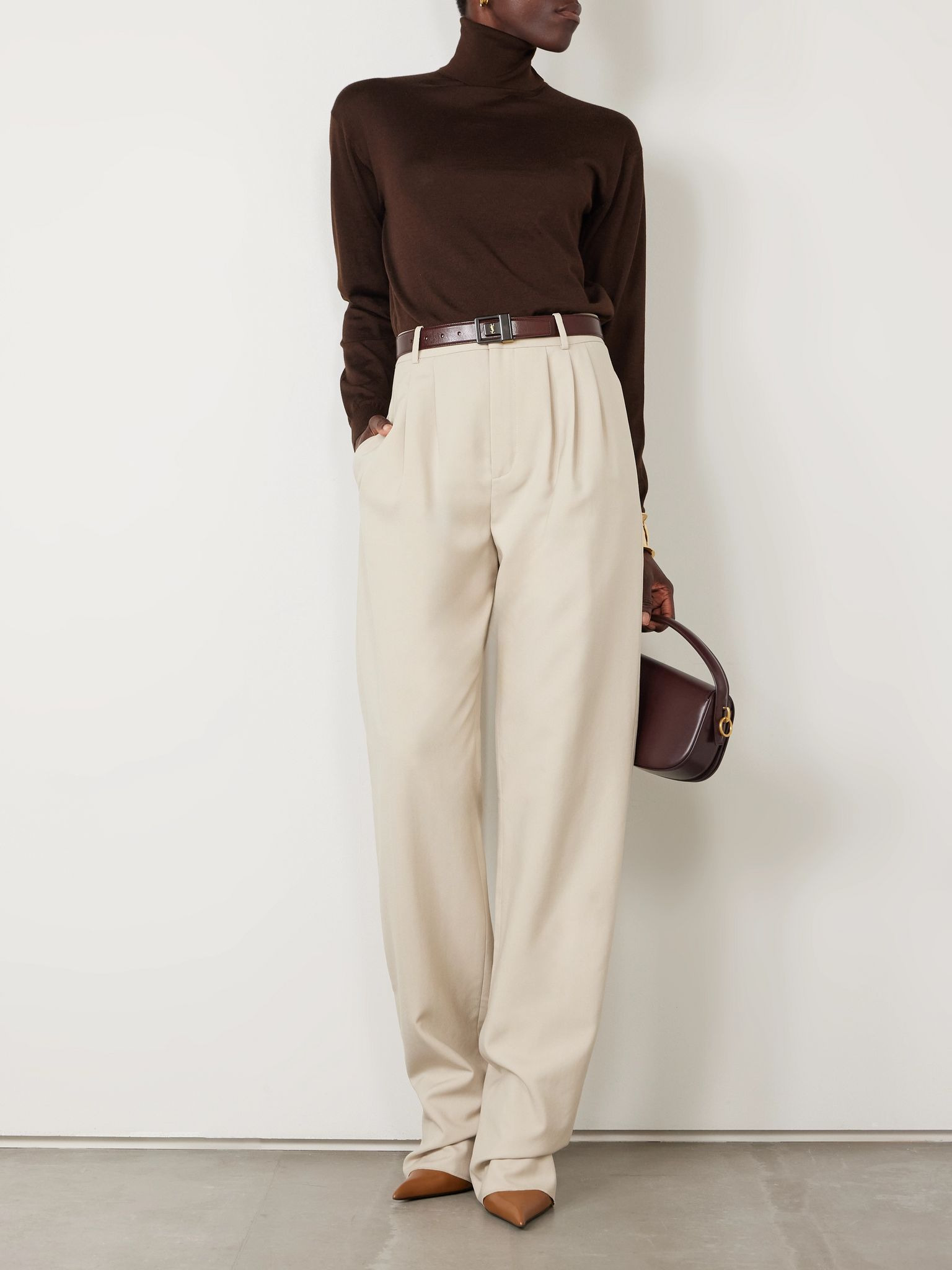 Wool, cashmere and silk-blend turtleneck sweater Dark brown - 2
