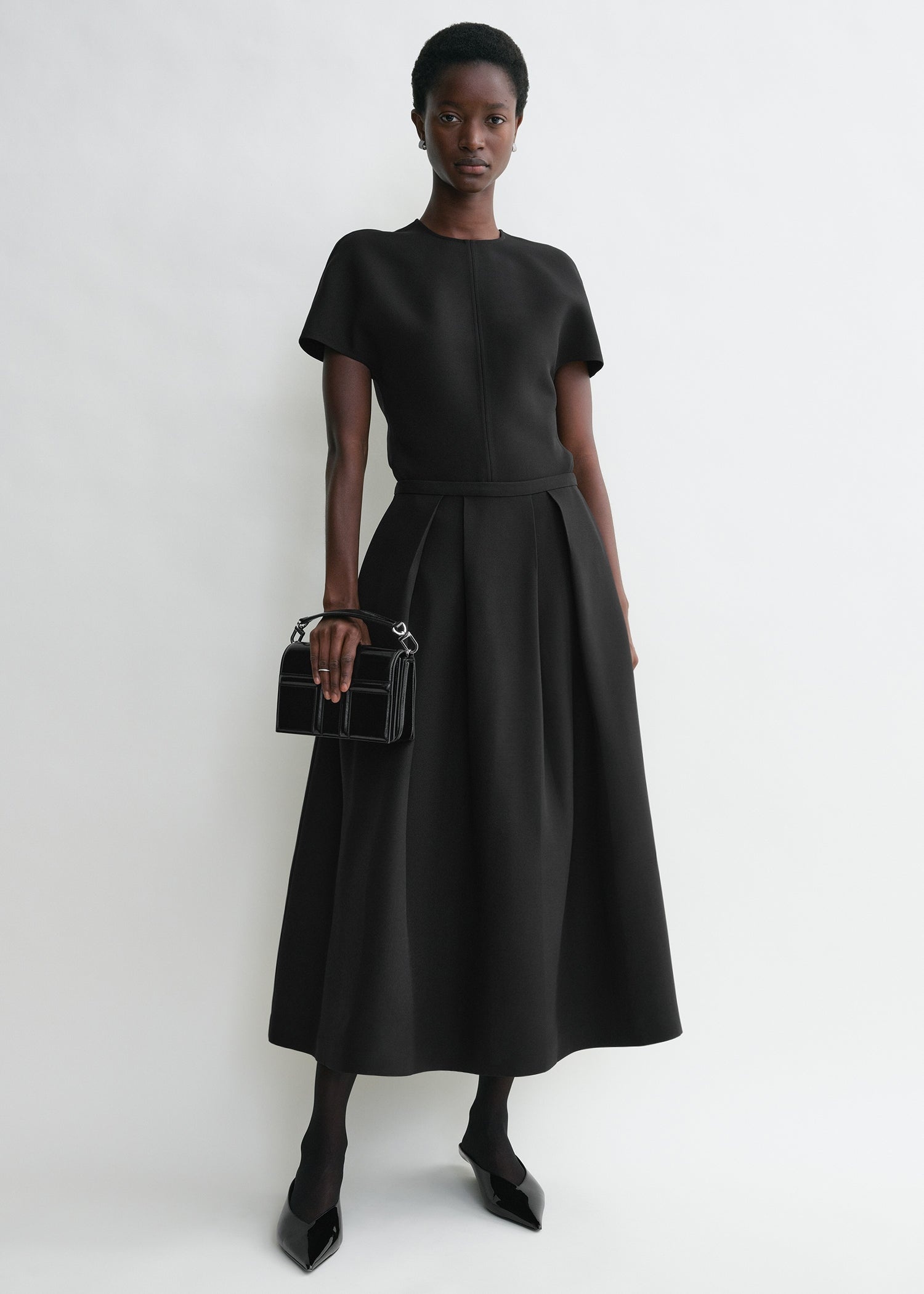 Wool silk twinflower skirt black - 2