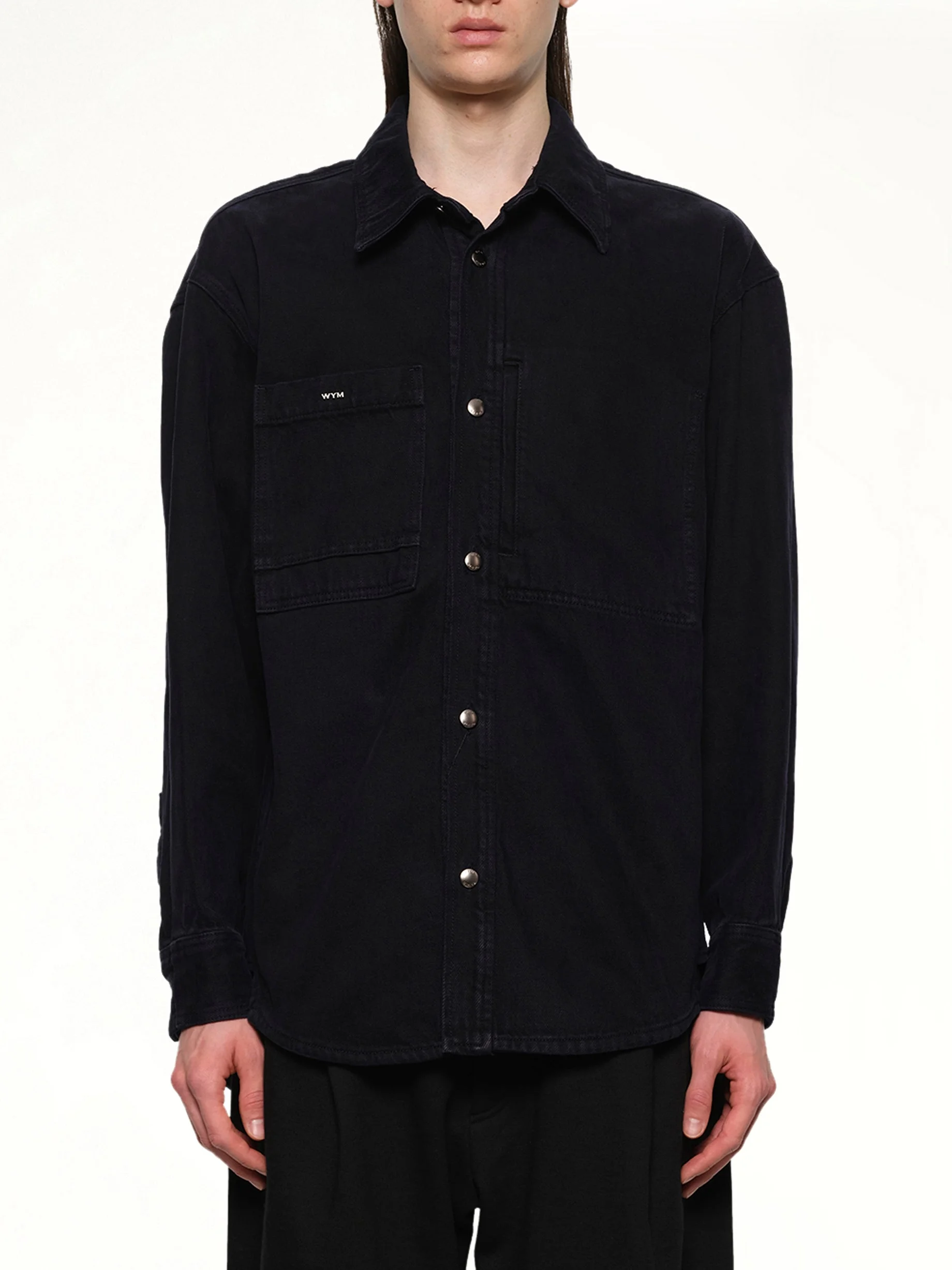 Logo Denim Shirt in Navy - 1