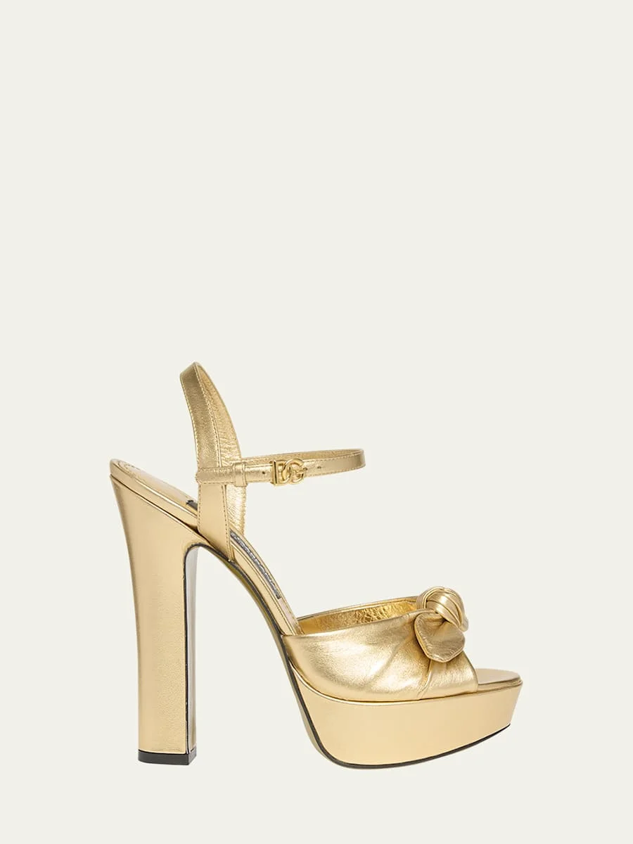 Metallic Knot Platform Sandals - 1