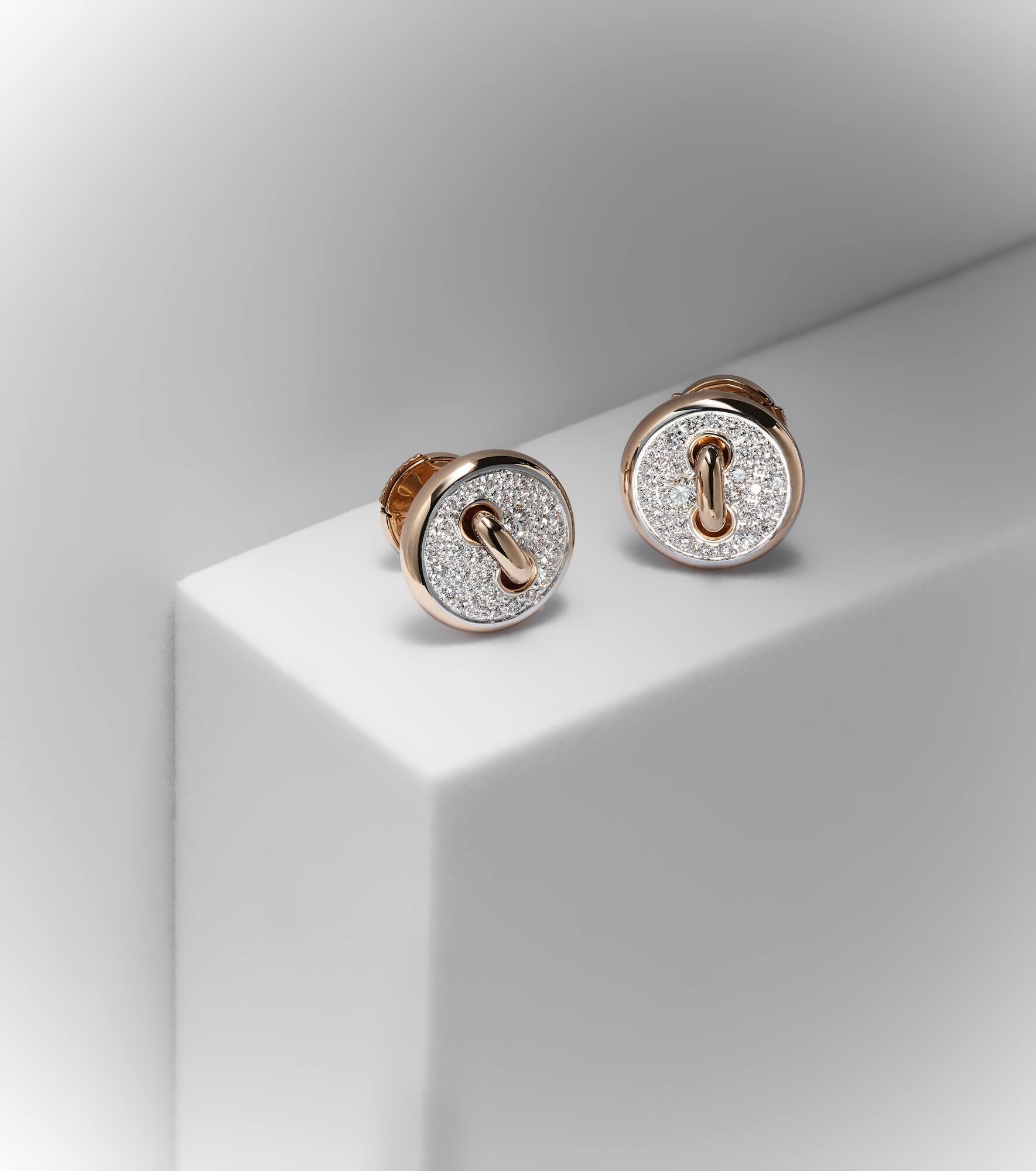 Pom Pom Dot 18kt rhodium-plated rose gold earrings with diamonds - 5