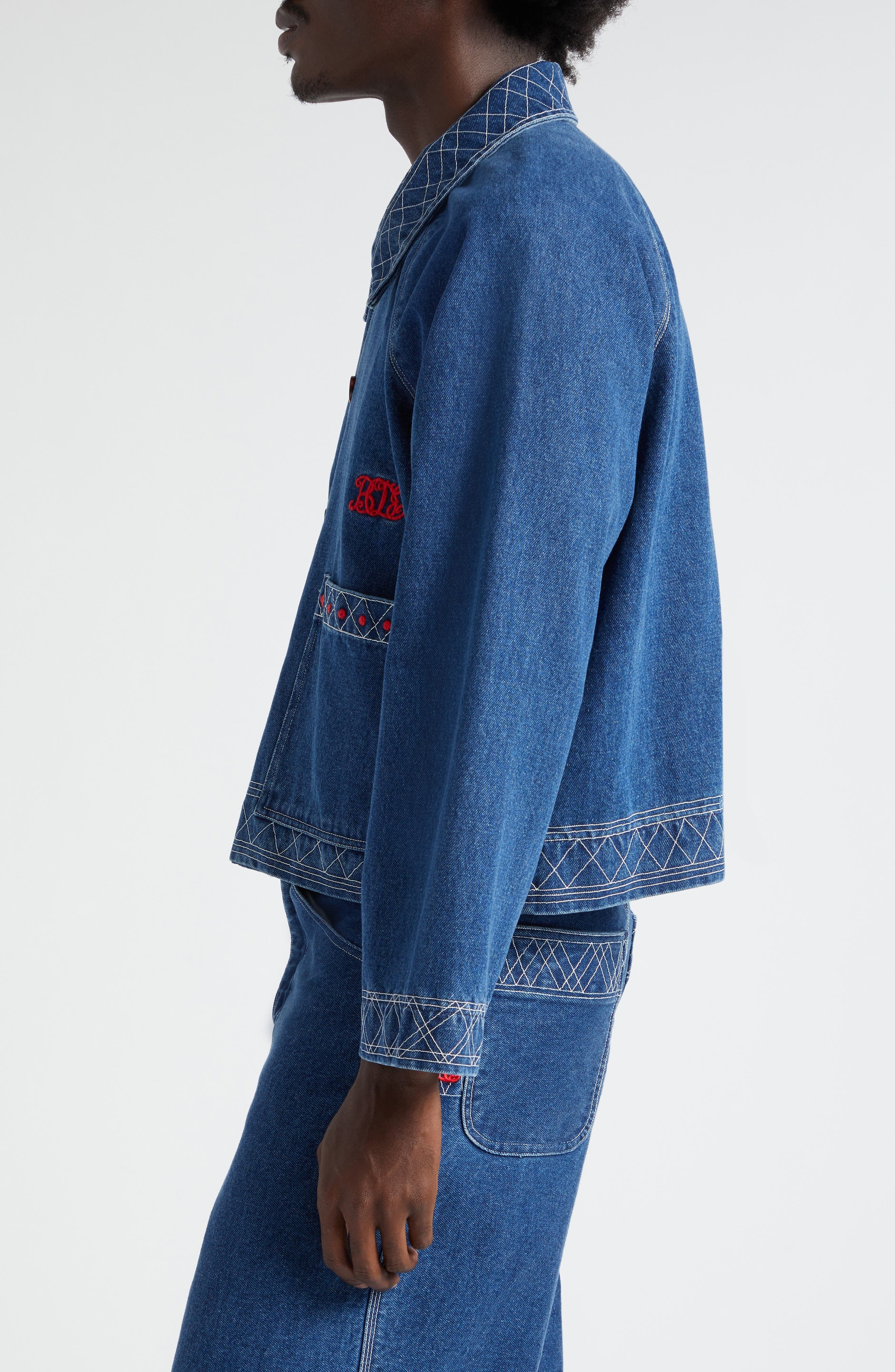 Embroidered Denim Jacket - 4