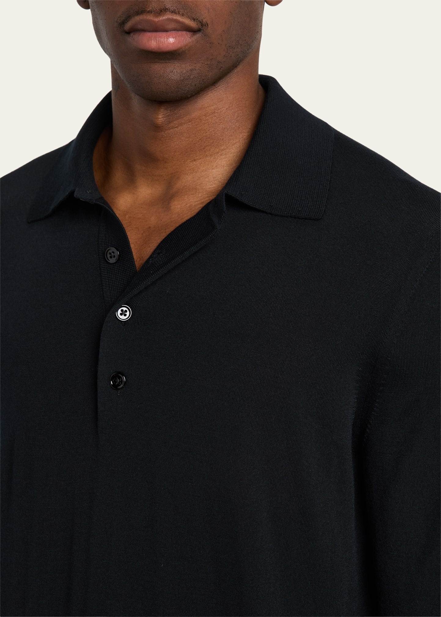 Men's Fine Gauge Wool Polo Sweater - 5