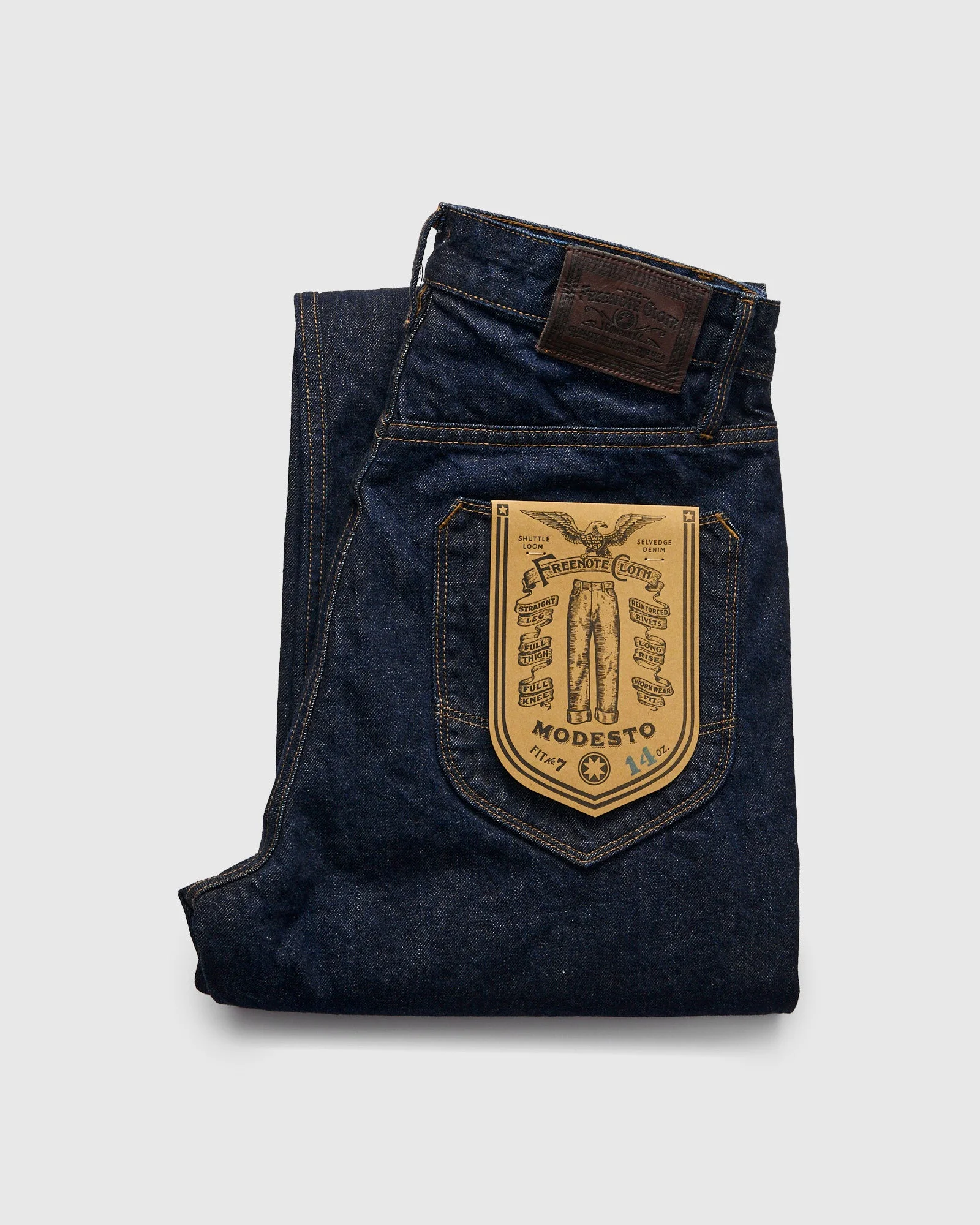 "50s Blue Modesto" 14oz Rinsed Selvedge Denim Pant - Straight Fit - 1