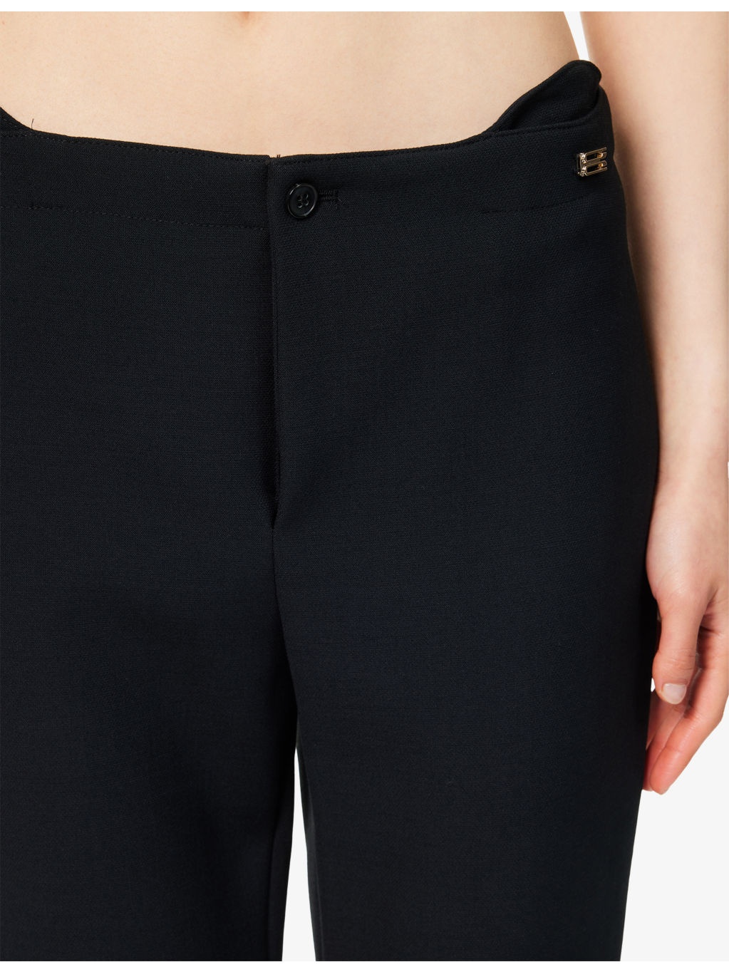 Buttoned Cuffs Crop-Leg Stretch-Woven Trousers - 5