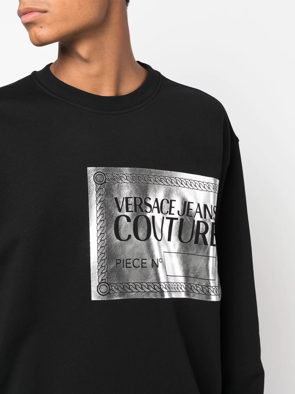 metallic-logo crew-neck sweatshirt - 5