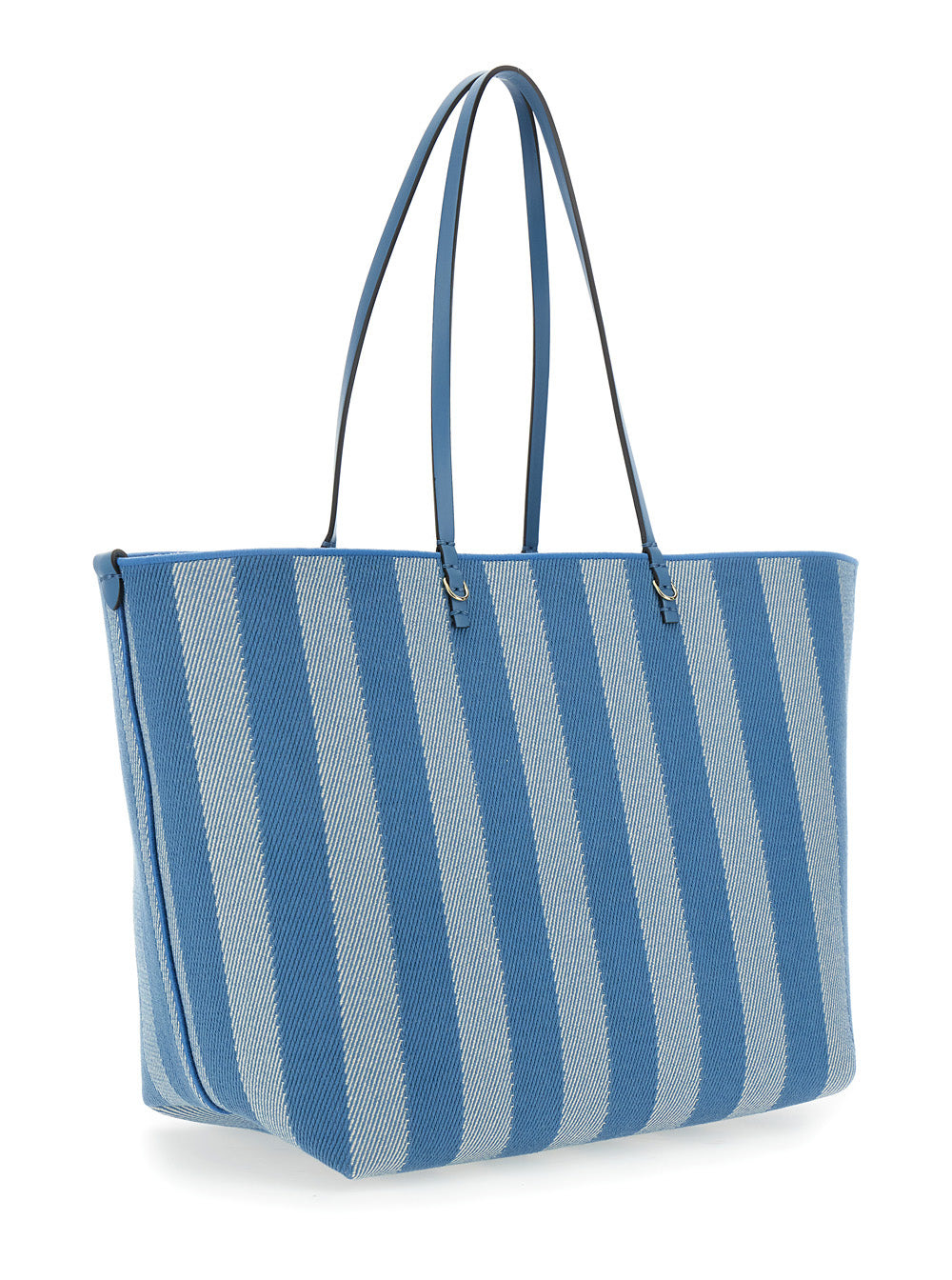 Fendi Women 'Roll Large' Blue Shopper With Reversible Design And All-Over Striped Motif In Cotton Wo - 3