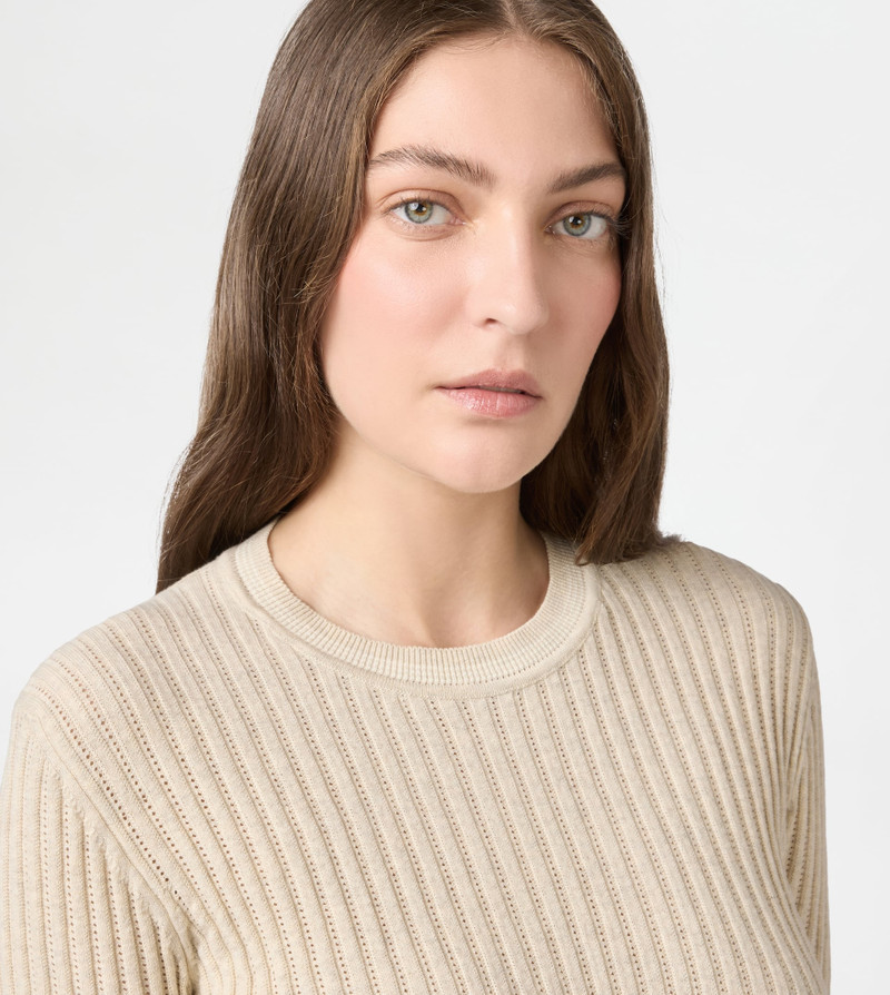 T-SHIRT IN COTTON KNIT - BEIGE 5