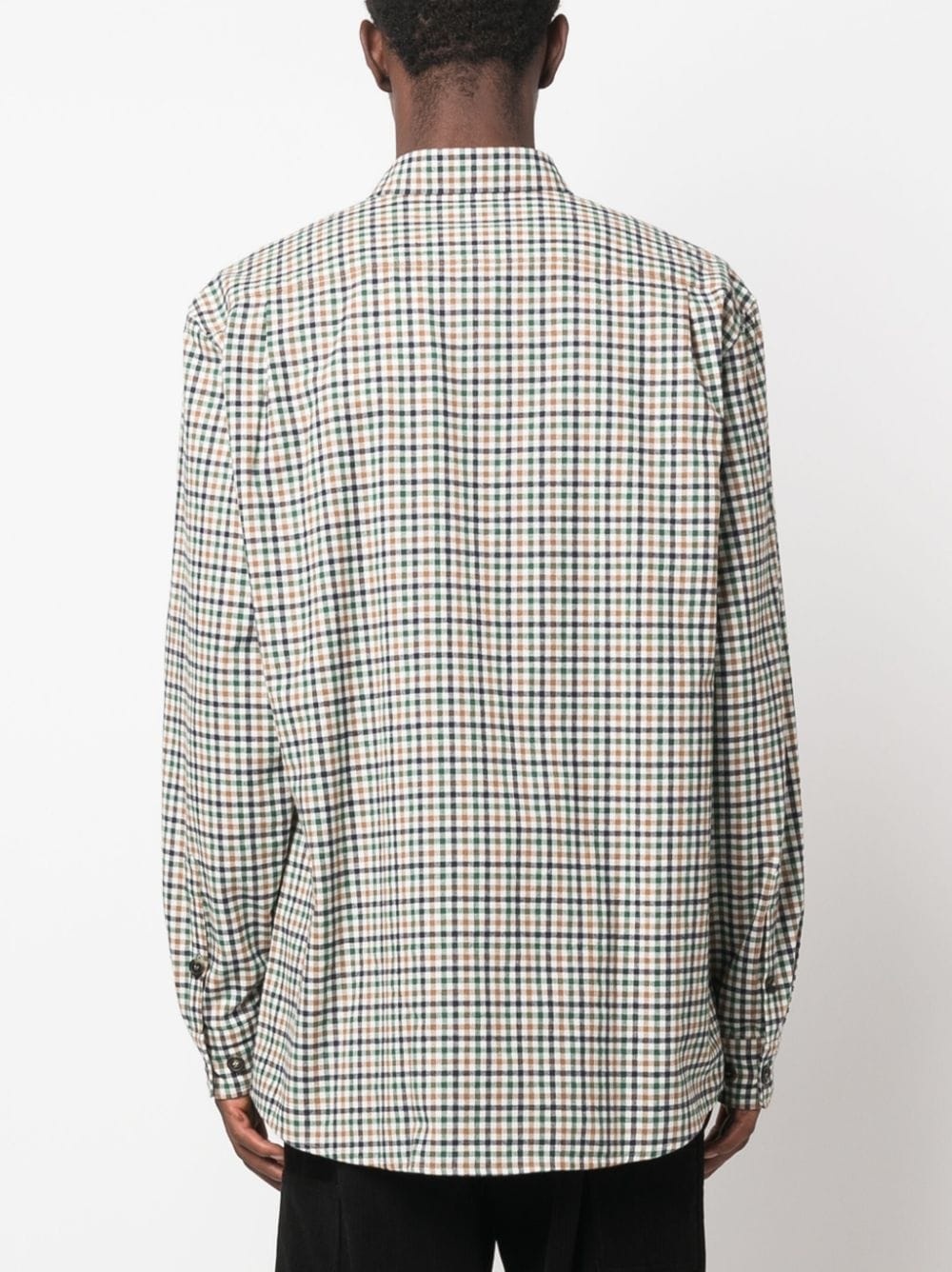 checked logo-patch shirt - 4