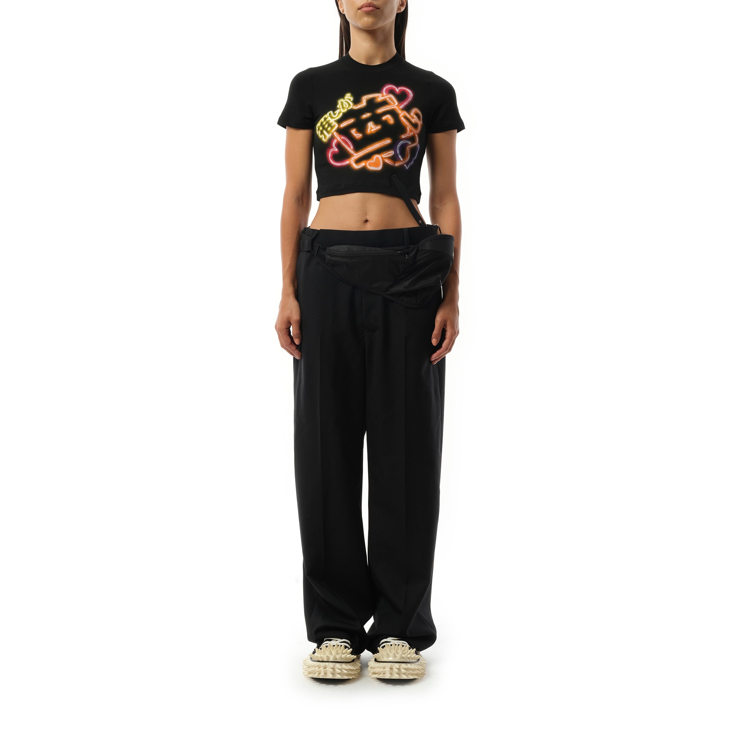 Japanese Fan-Service Neon Paint T-Shirt in Black - 4