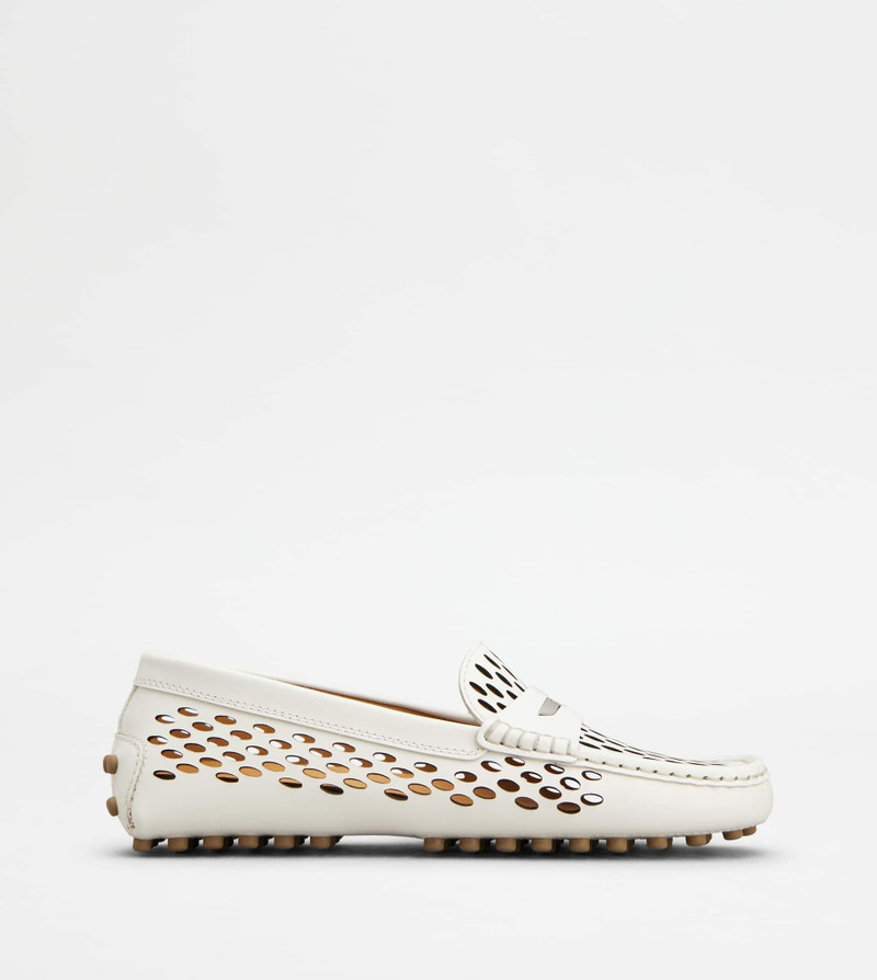 GOMMINO DRIVING SHOES IN LEATHER - WHITE - 1