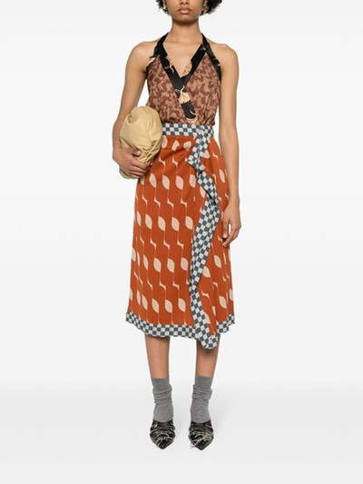 Dries Van Noten Silk blend satin midi dress with print outlook