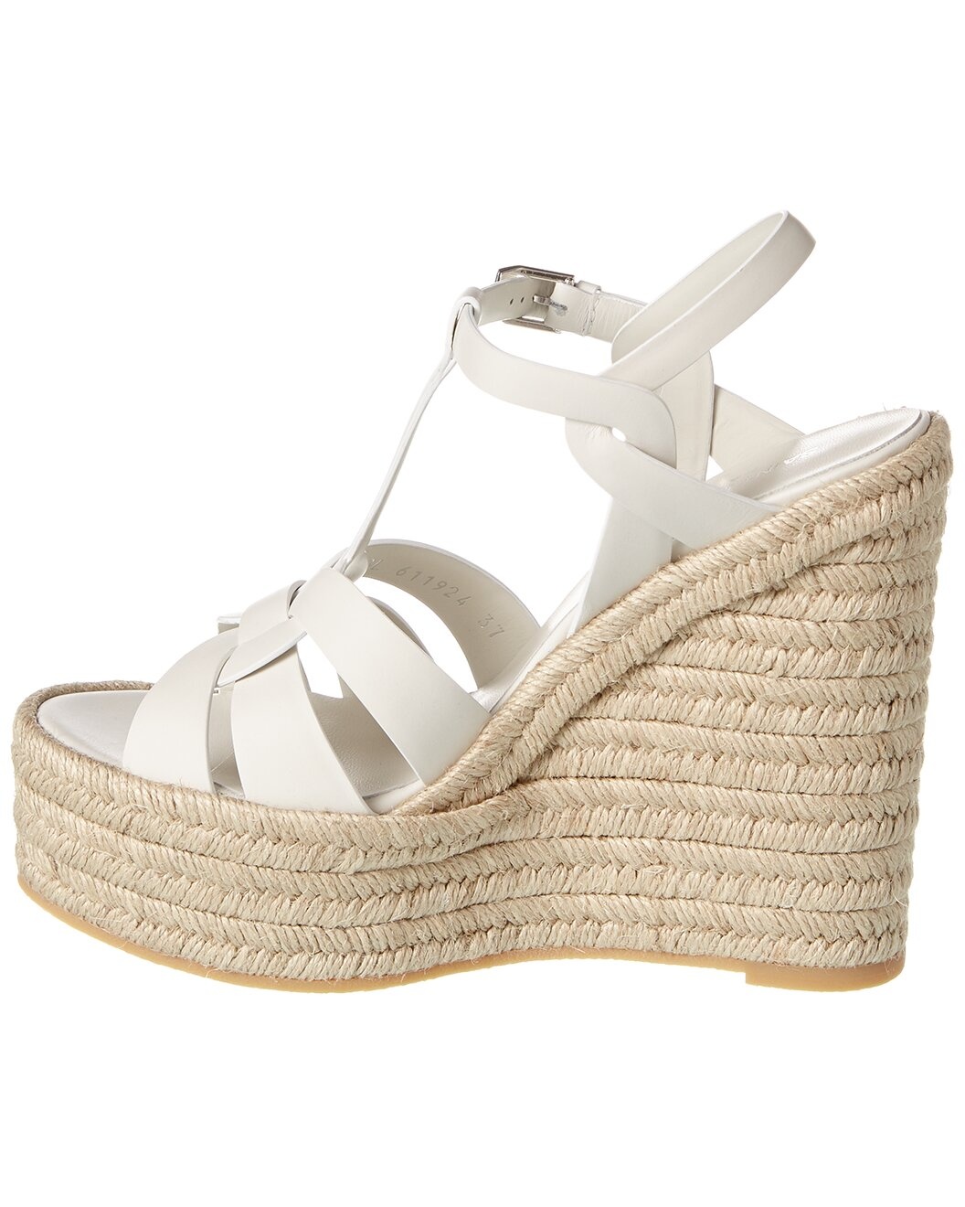 Saint Laurent Tribute 85 Leather Espadrille Wedge Sandal - 2