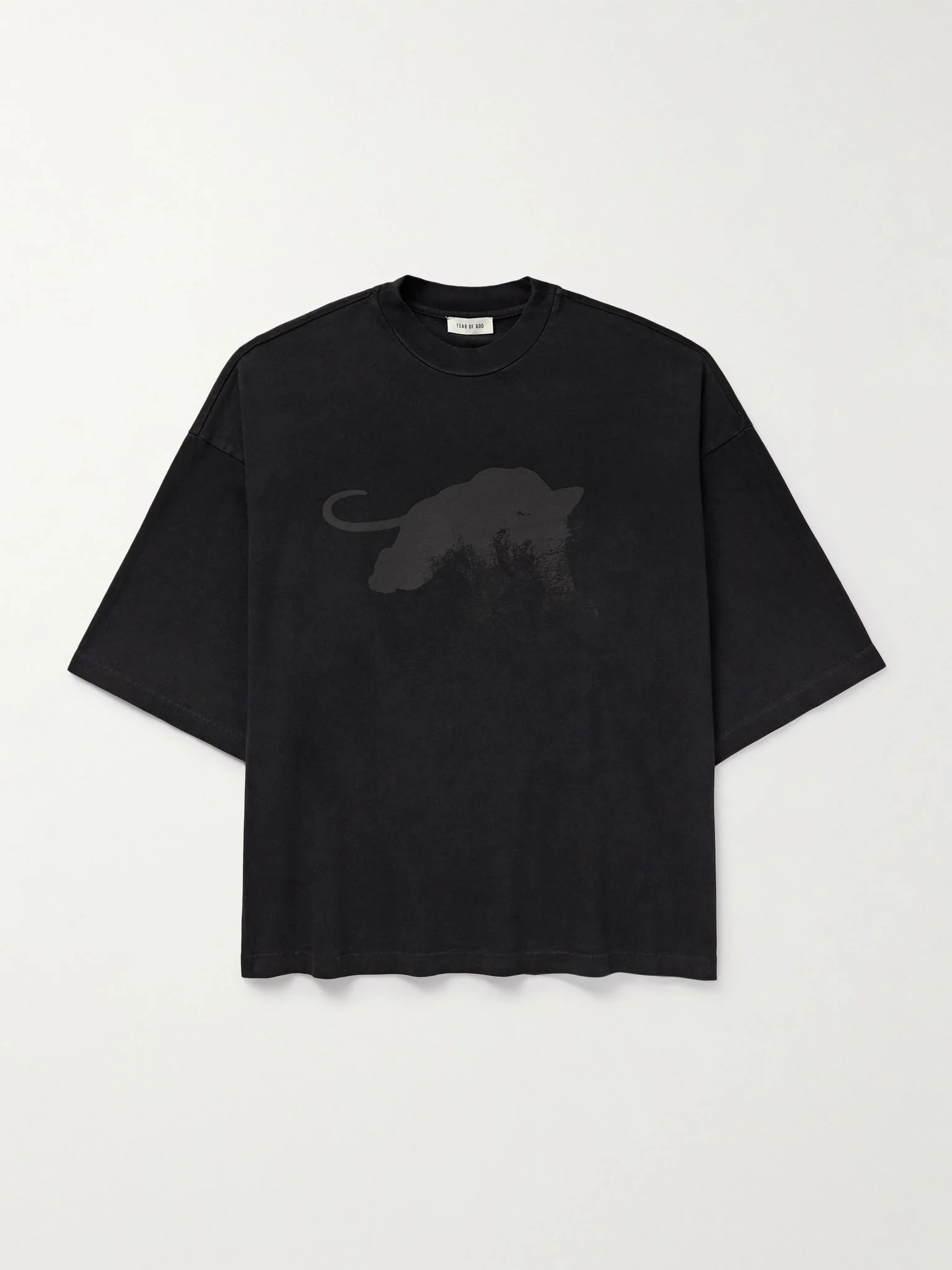 Les Panteres Oversized Printed Cotton-Jersey T-Shirt Black - 1