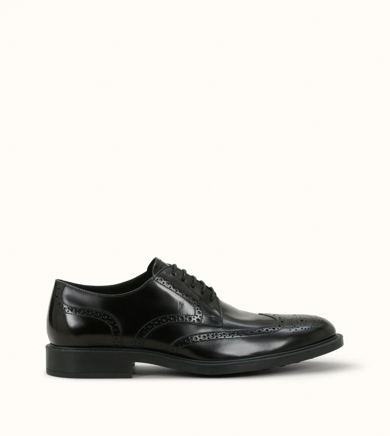 LACE-UP IN LEATHER - BLACK - 1