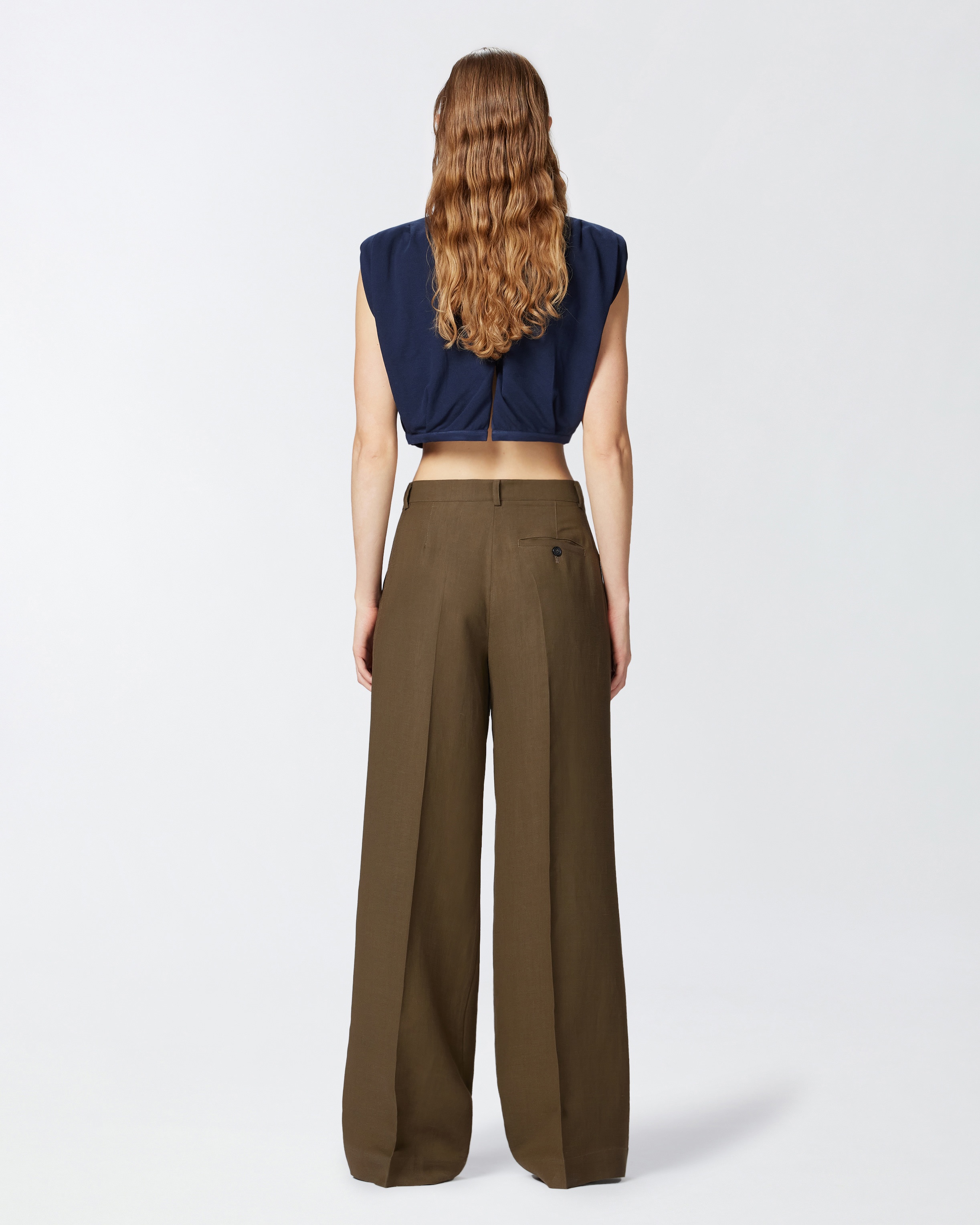 LINEN PALAZZO TROUSERS WITH POCKETS - 4