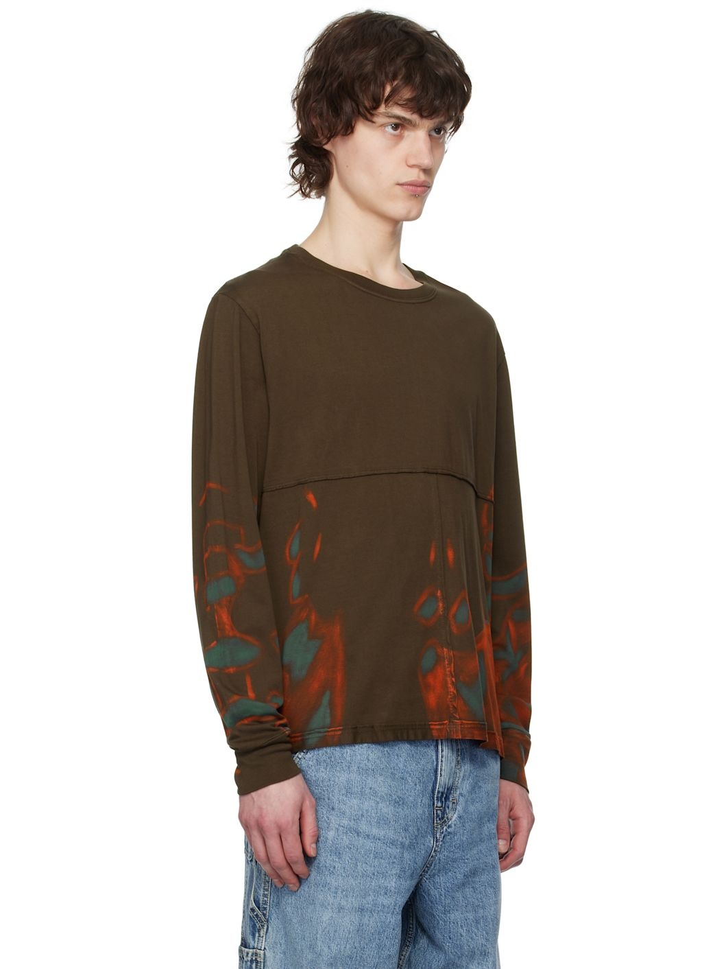 Brown Lapped Long Sleeve T-shirt - 2