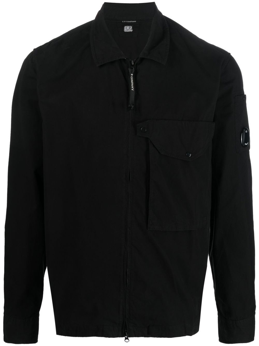 lens-detail cotton shirt jacket - 1